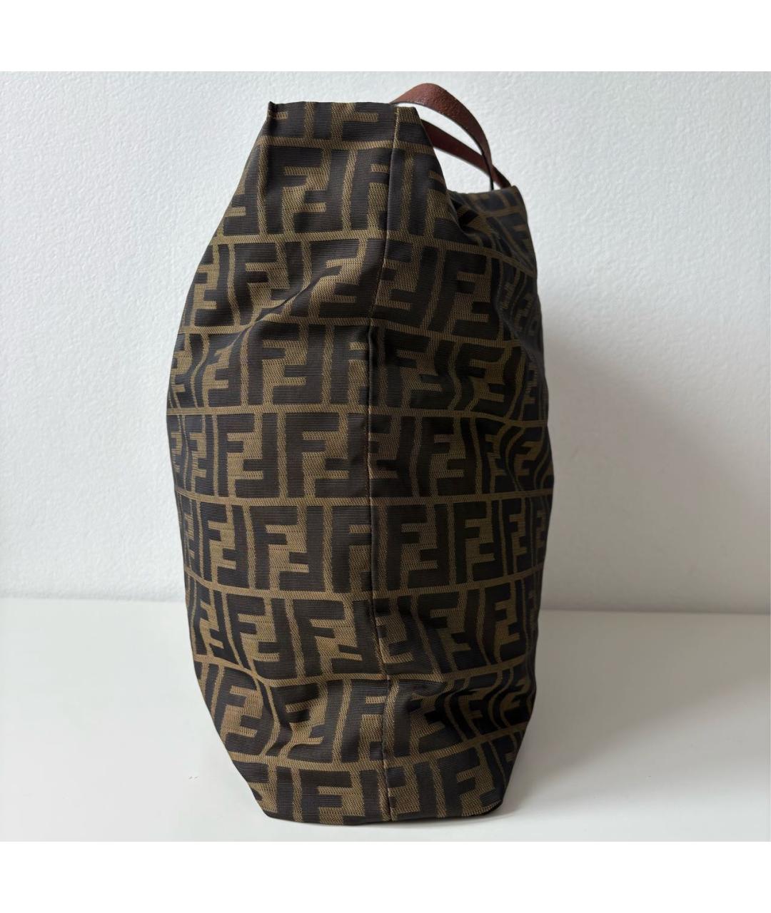 FENDI Коричневая канва сумка тоут, фото 6