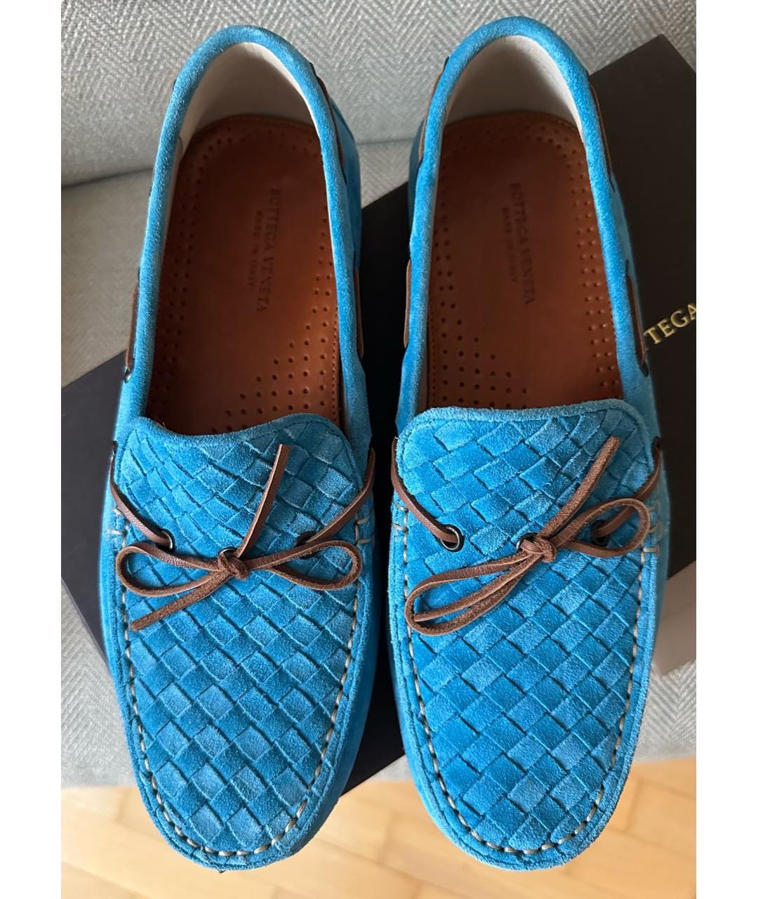 BOTTEGA VENETA Бирюзовые замшевые мокасины, фото 4