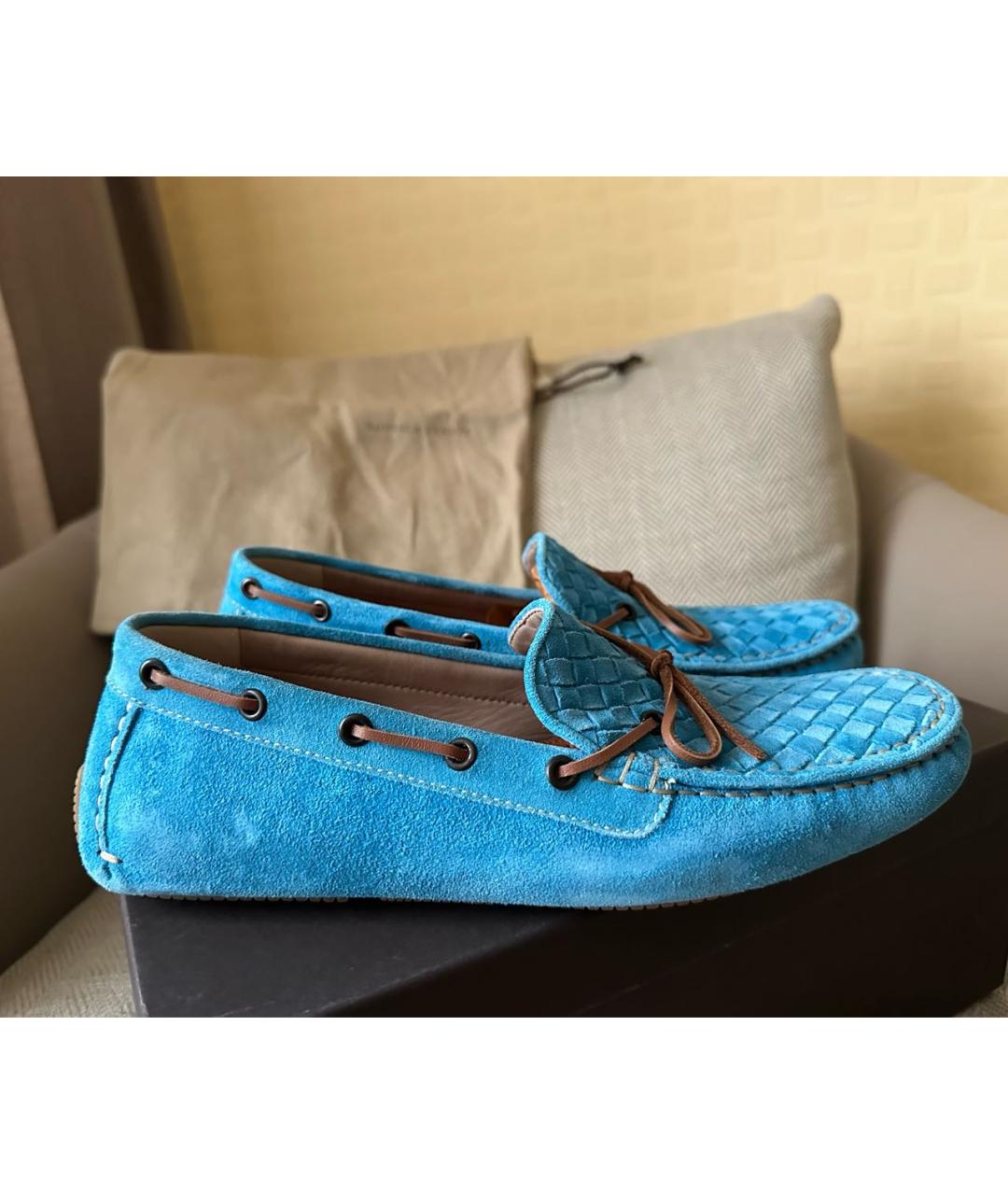 BOTTEGA VENETA Бирюзовые замшевые мокасины, фото 2