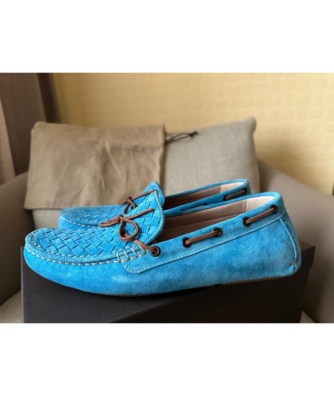 BOTTEGA VENETA Бирюзовые замшевые мокасины, фото 3