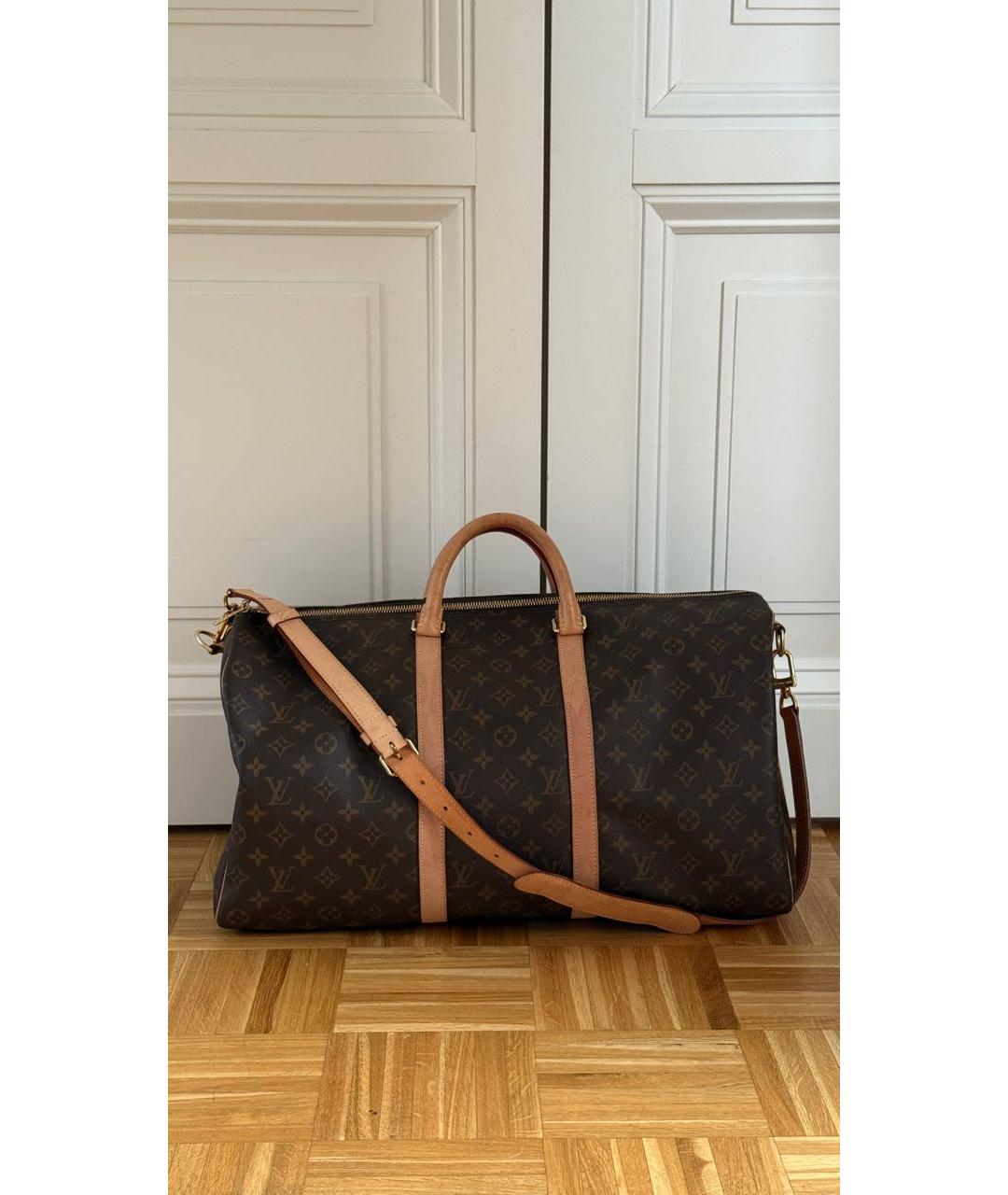 LOUIS VUITTON Коричневая кожаная дорожная/спортивная сумка, фото 5