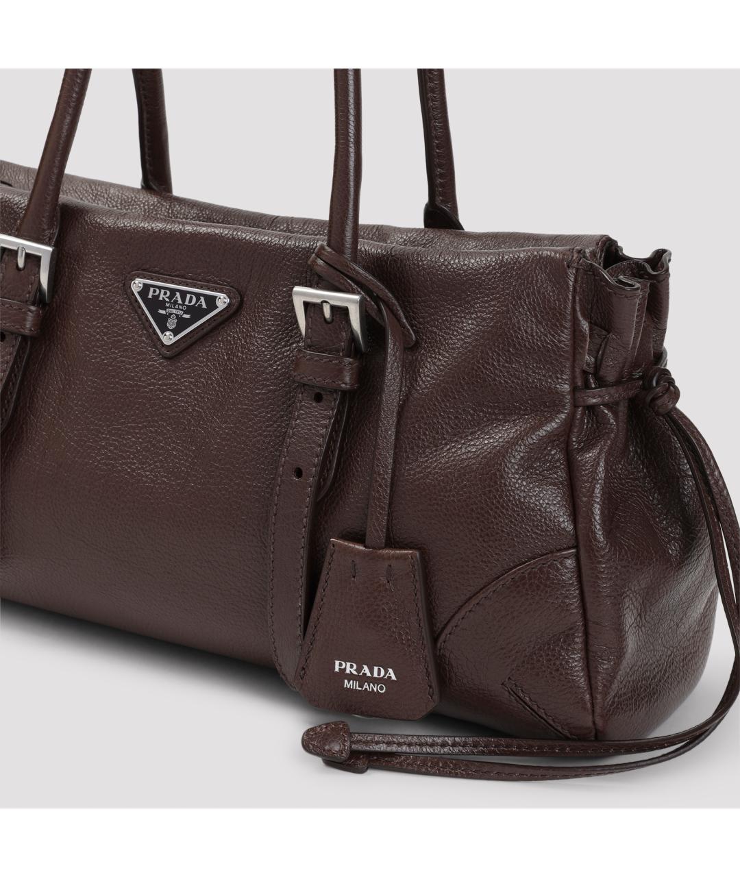 PRADA Коричневая кожаная сумка через плечо, фото 4