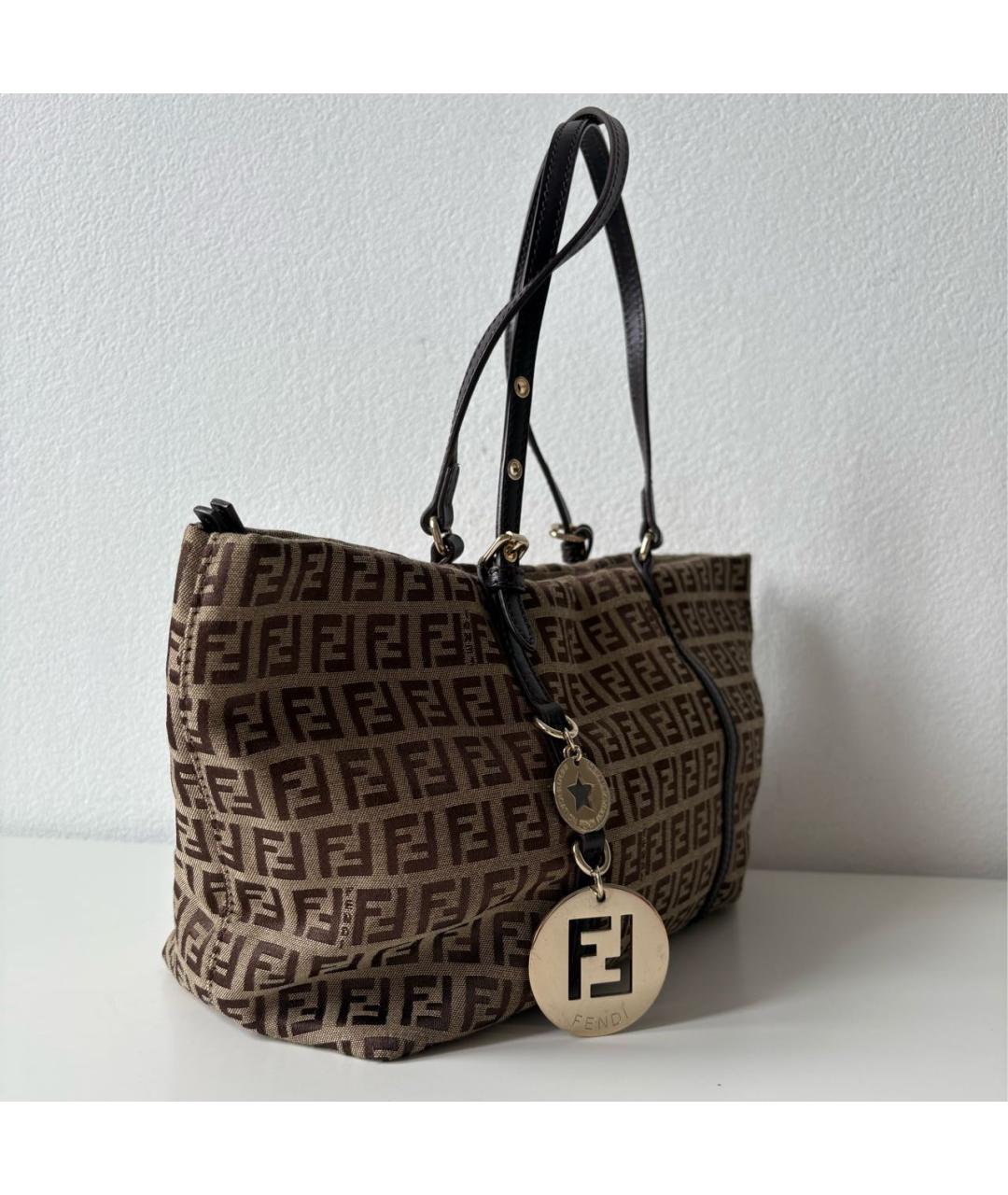 FENDI Коричневая канва сумка тоут, фото 2