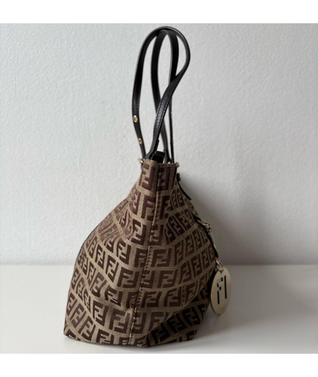 FENDI Коричневая канва сумка тоут, фото 5