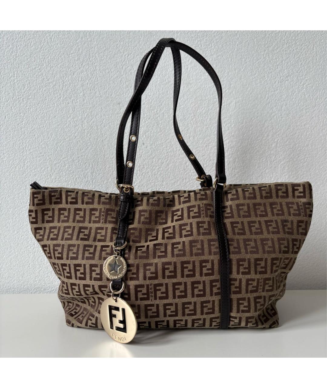 FENDI Коричневая канва сумка тоут, фото 9