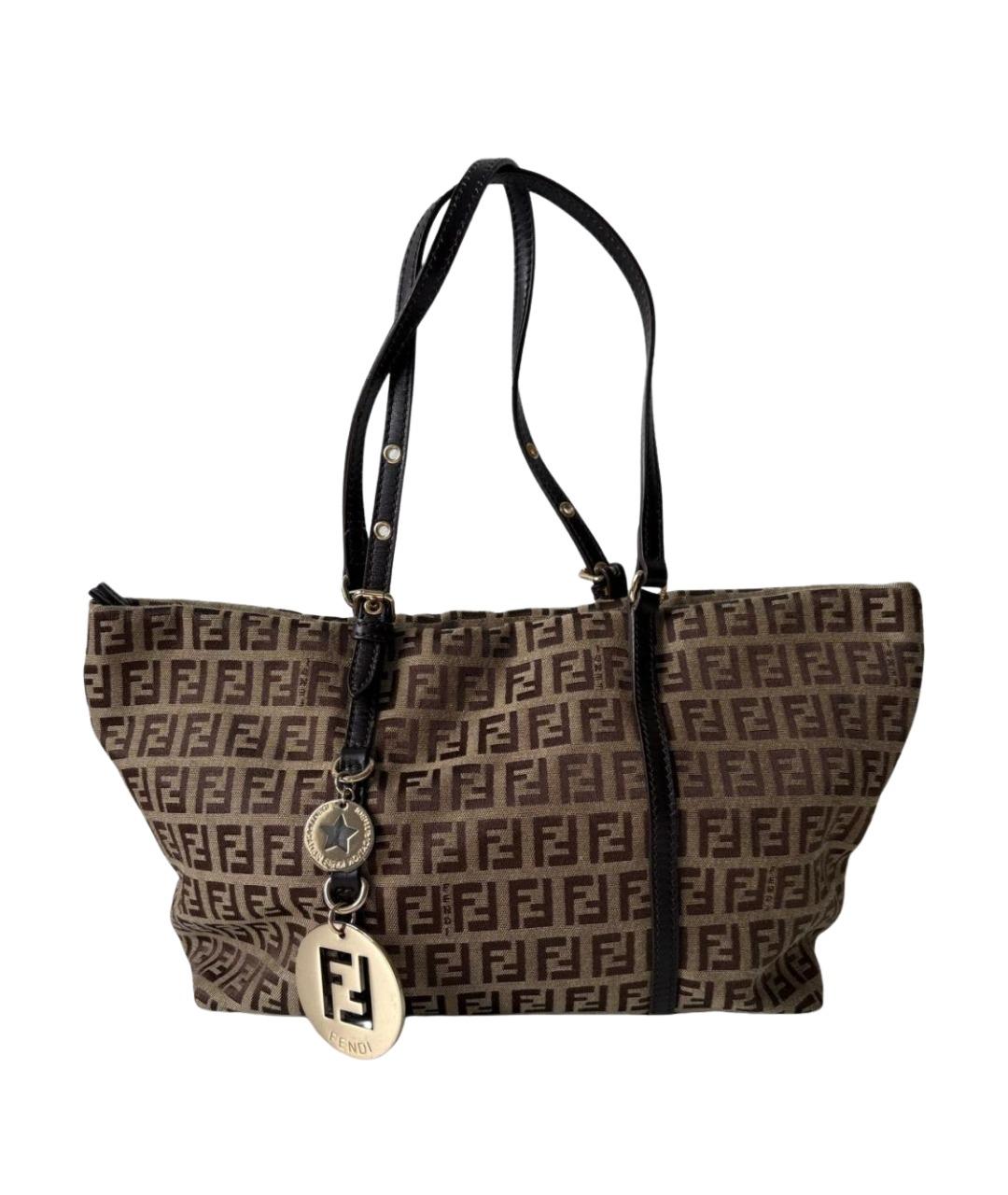 FENDI Коричневая канва сумка тоут, фото 1