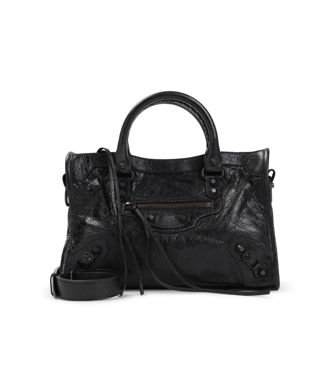 BALENCIAGA Черная кожаная сумка тоут, фото 1