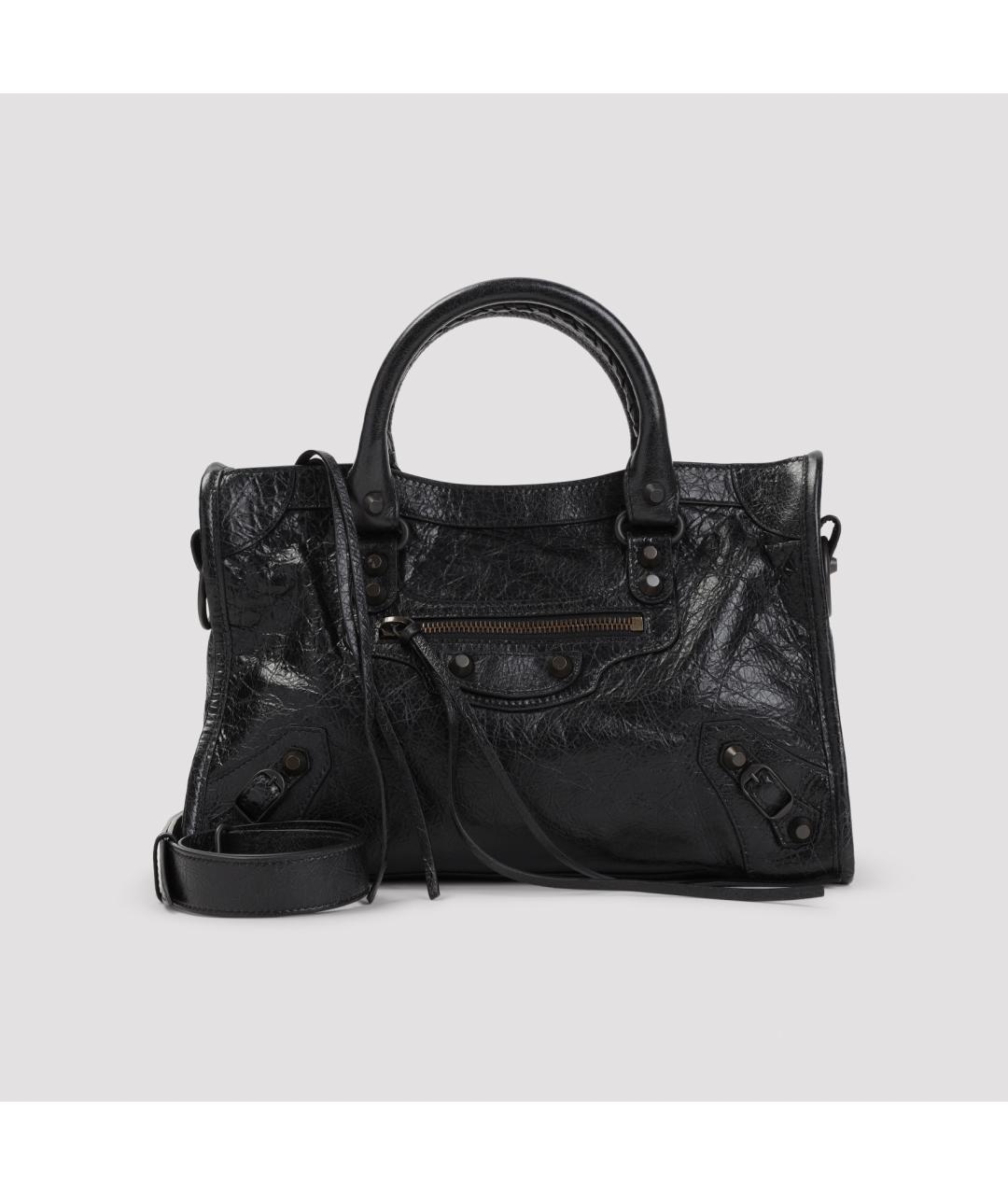 BALENCIAGA Черная кожаная сумка тоут, фото 2