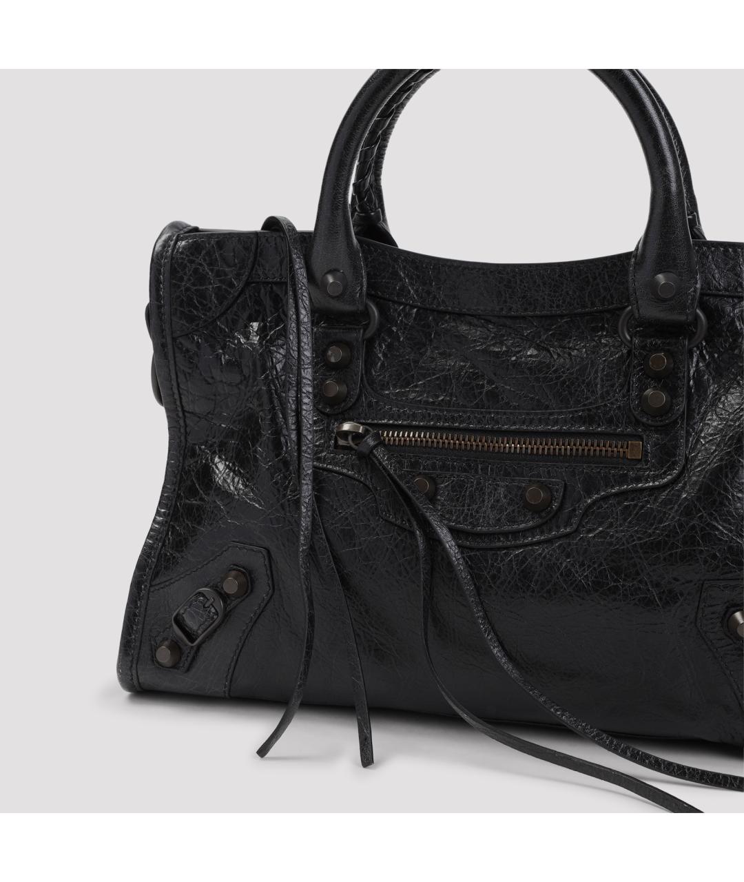 BALENCIAGA Черная кожаная сумка тоут, фото 4