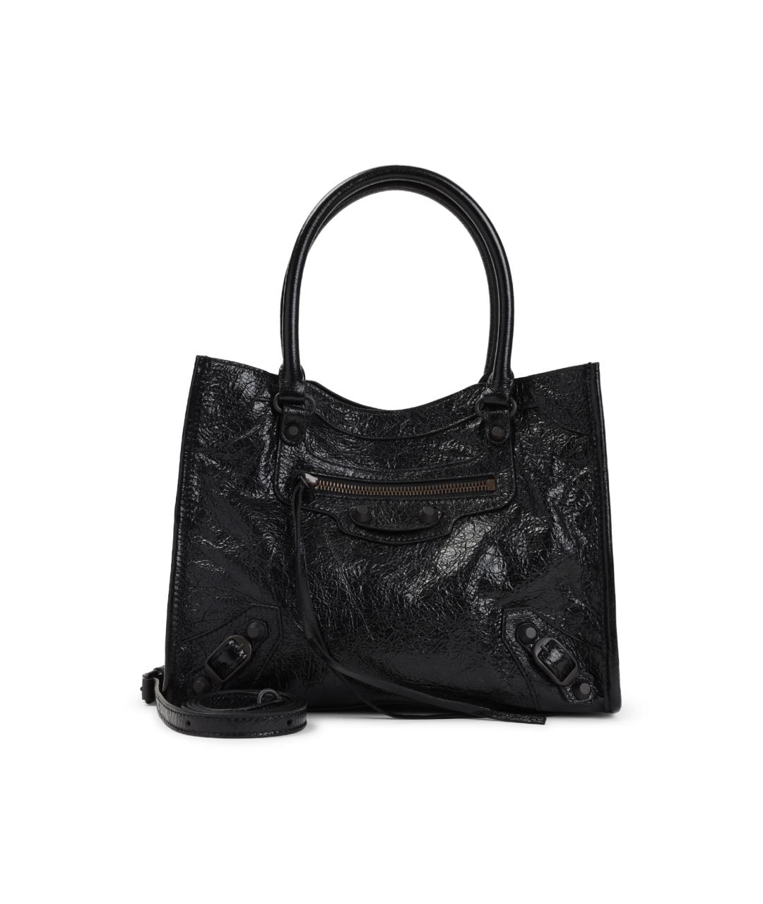 BALENCIAGA Черная кожаная сумка тоут, фото 1