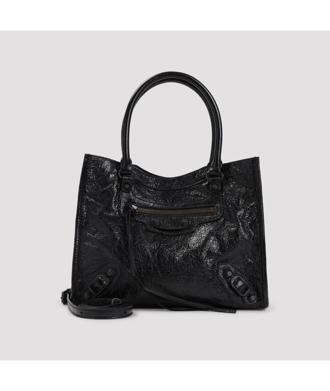 BALENCIAGA Черная кожаная сумка тоут, фото 2