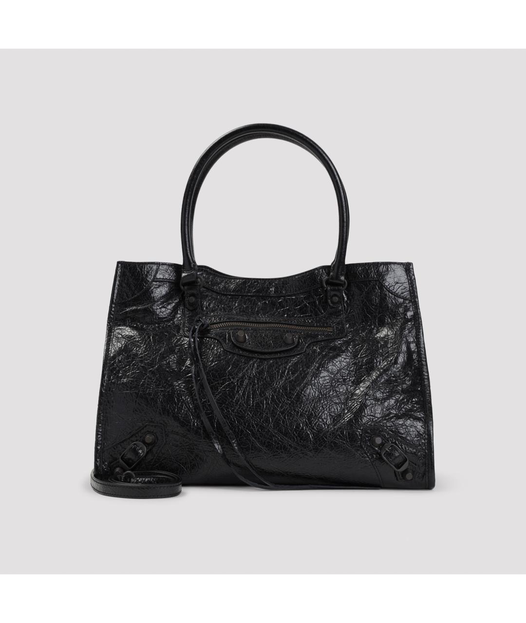 BALENCIAGA Черная кожаная сумка тоут, фото 2