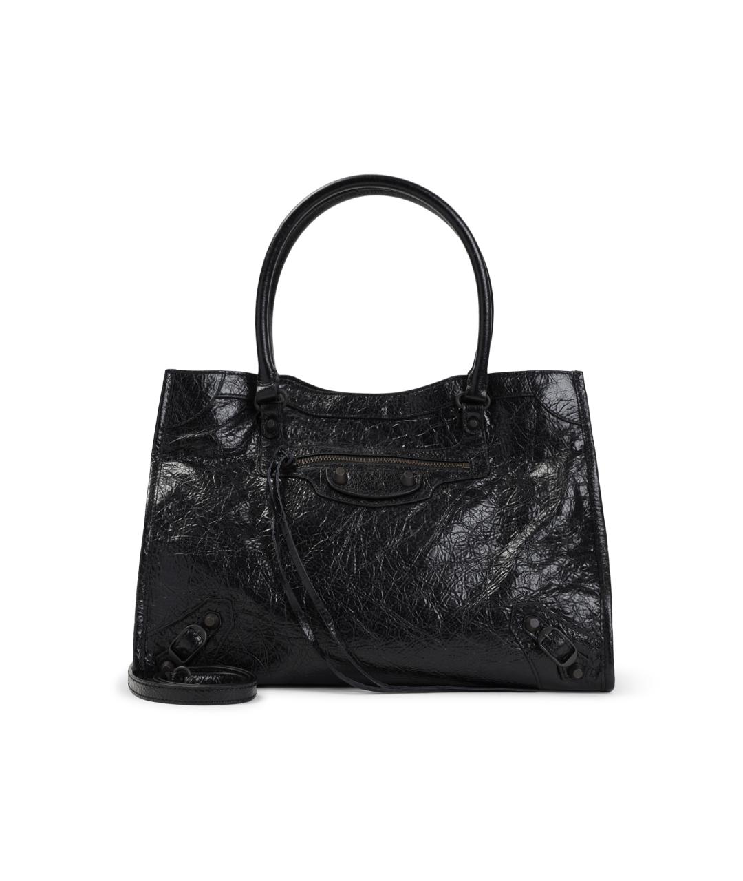 BALENCIAGA Черная кожаная сумка тоут, фото 1