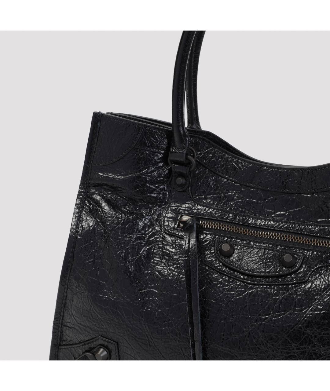 BALENCIAGA Черная кожаная сумка тоут, фото 4