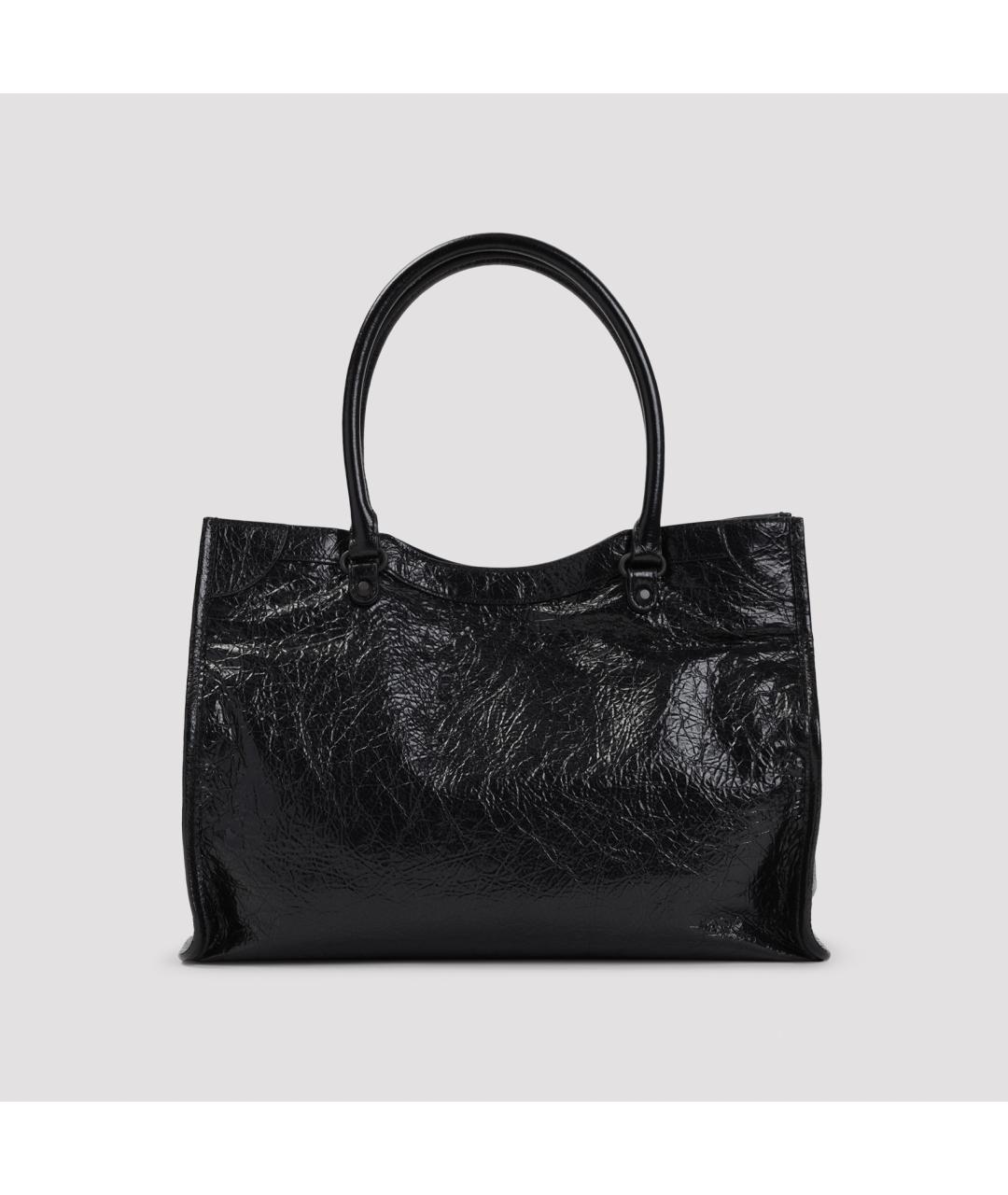 BALENCIAGA Черная кожаная сумка тоут, фото 3