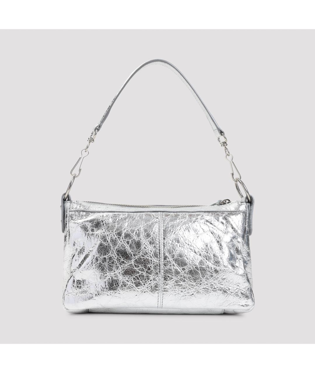 BALENCIAGA Серебряная кожаная сумка через плечо, фото 3