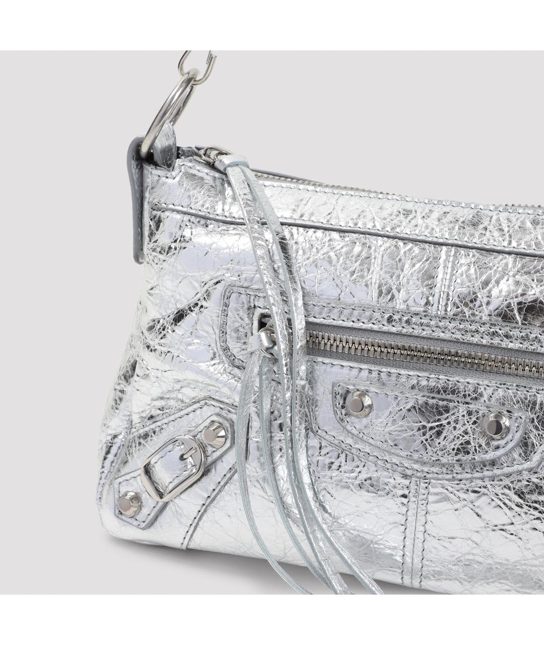 BALENCIAGA Серебряная кожаная сумка через плечо, фото 4