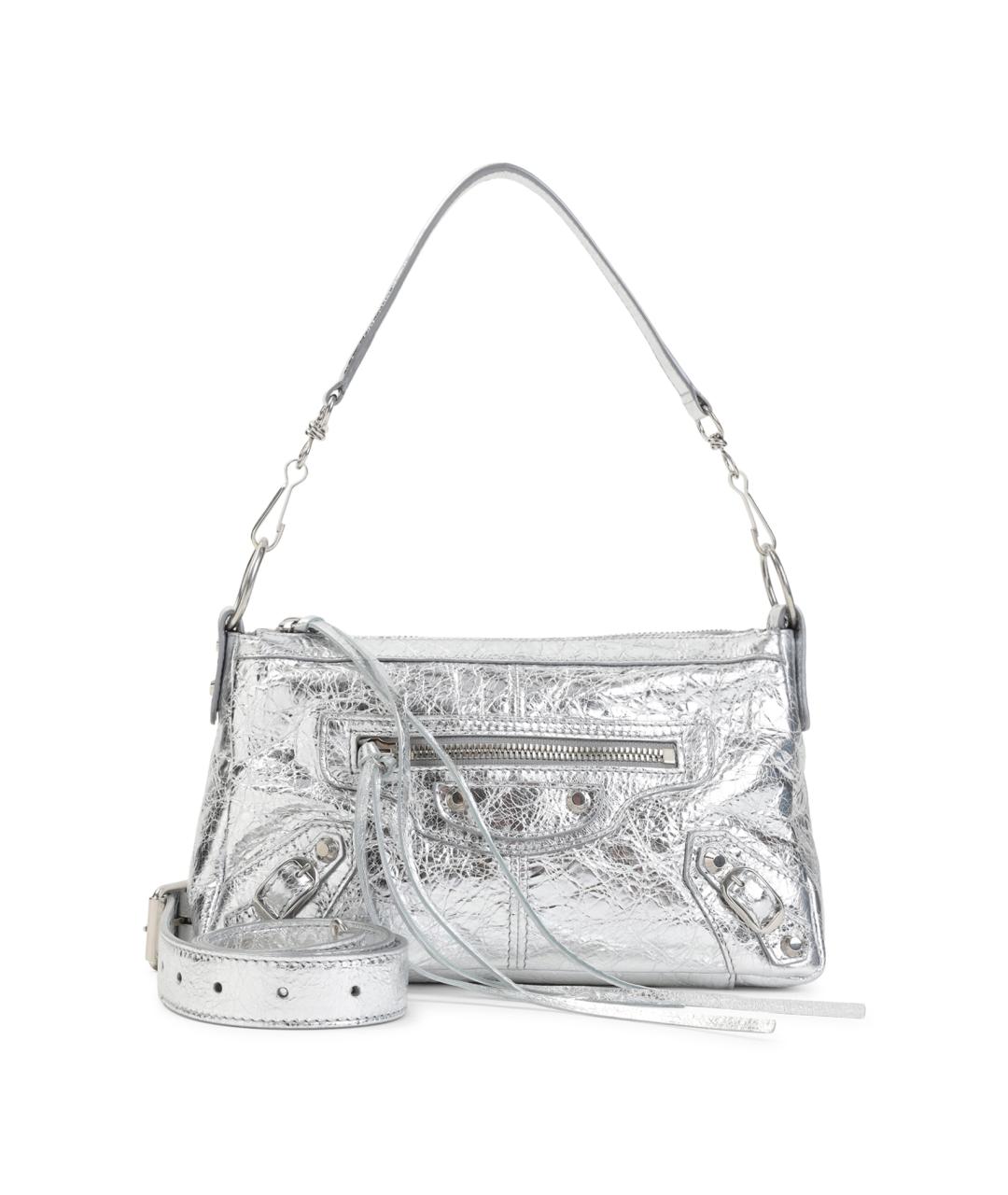 BALENCIAGA Серебряная кожаная сумка через плечо, фото 1