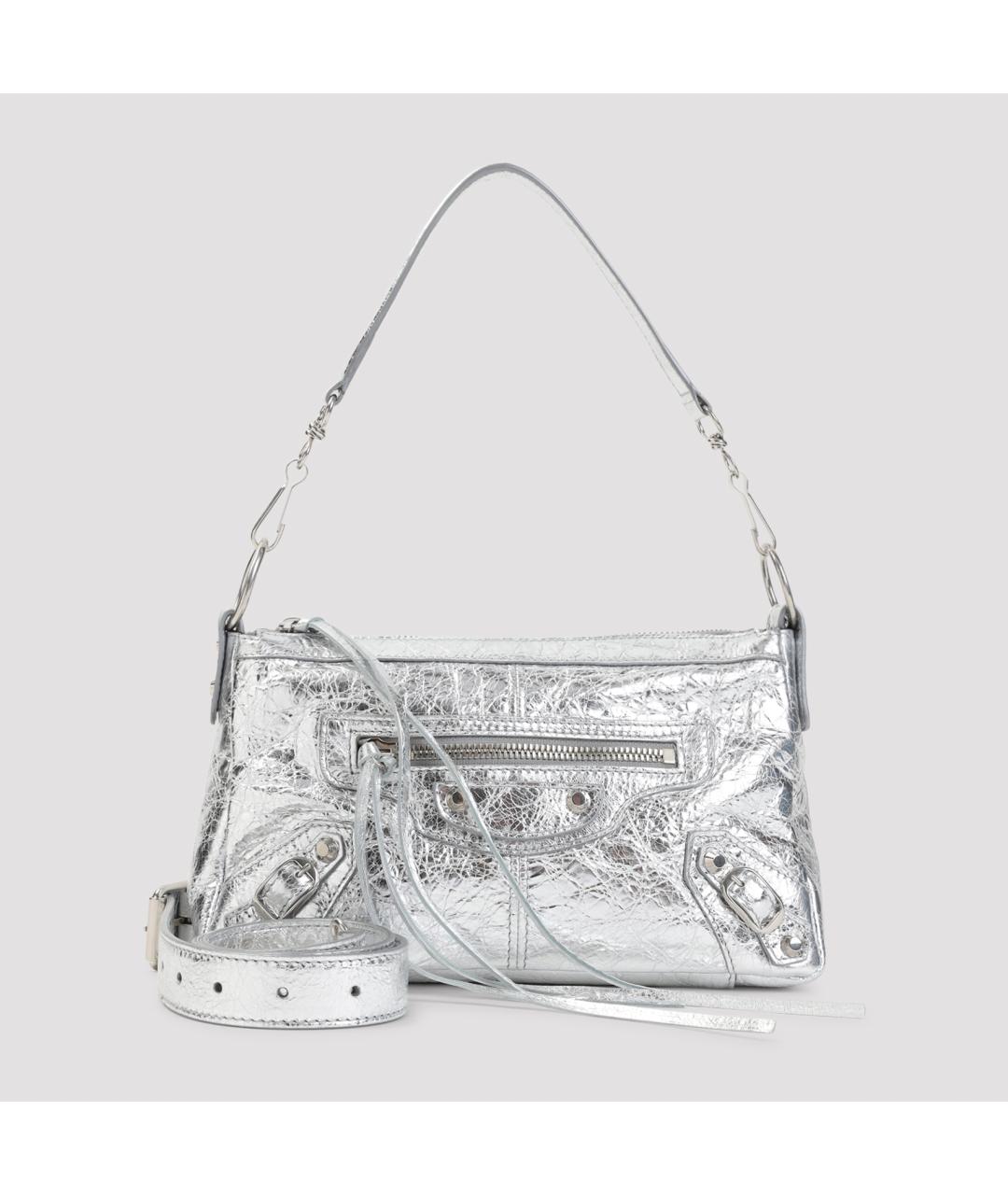 BALENCIAGA Серебряная кожаная сумка через плечо, фото 2