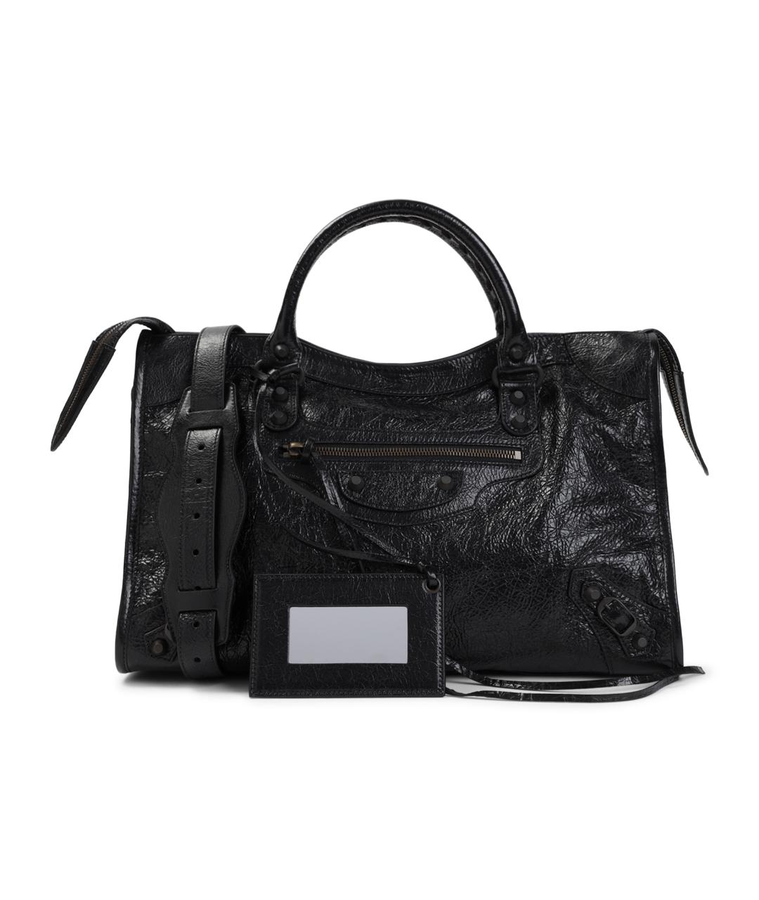 BALENCIAGA Черная кожаная сумка тоут, фото 1