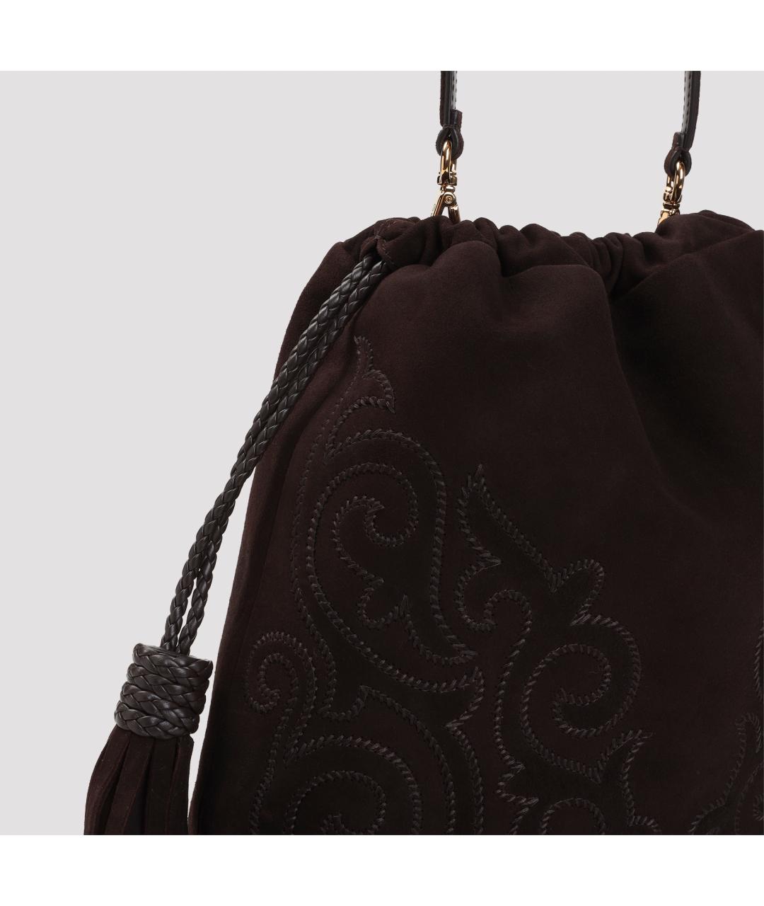 ETRO Коричневая кожаная сумка через плечо, фото 4