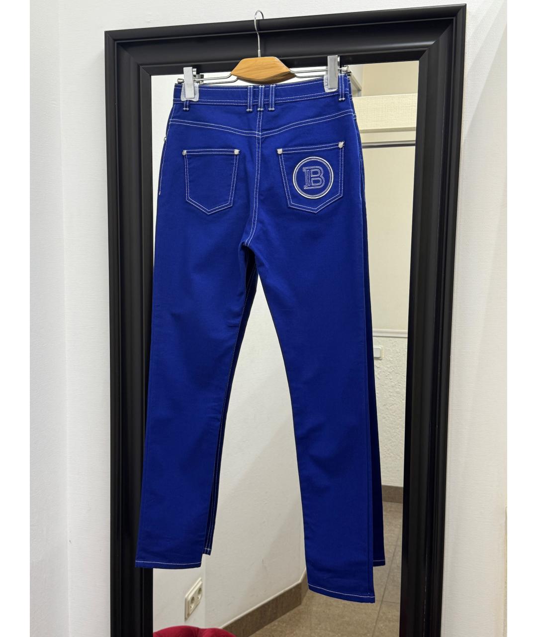 BALMAIN Синие хлопко-эластановые джинсы слим, фото 2