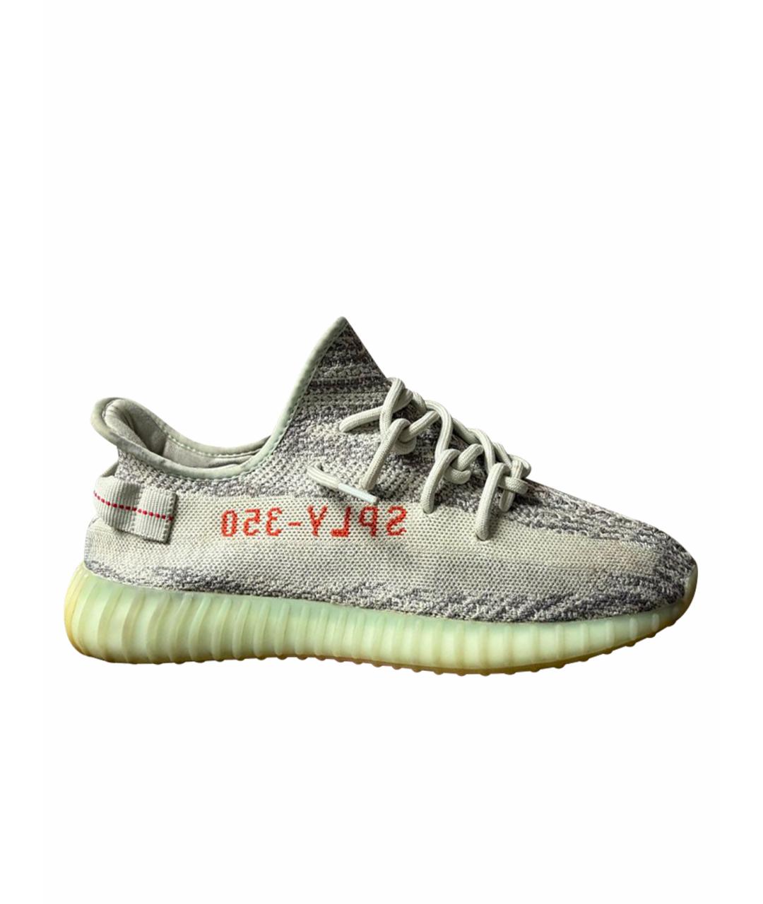 ADIDAS YEEZY Антрацитовые текстильные низкие кроссовки / кеды, фото 1