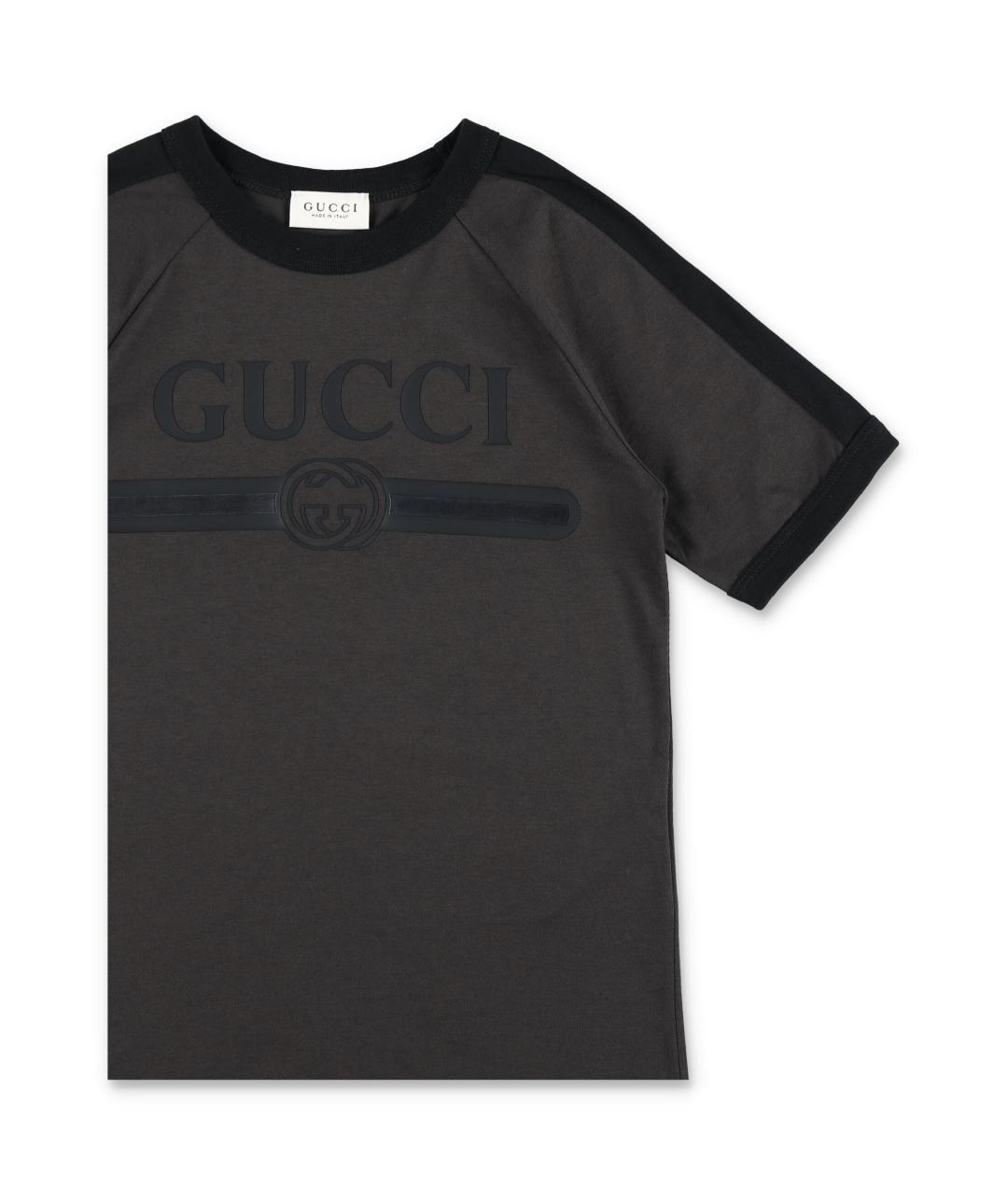 GUCCI Серая хлопковая детская футболка, фото 2