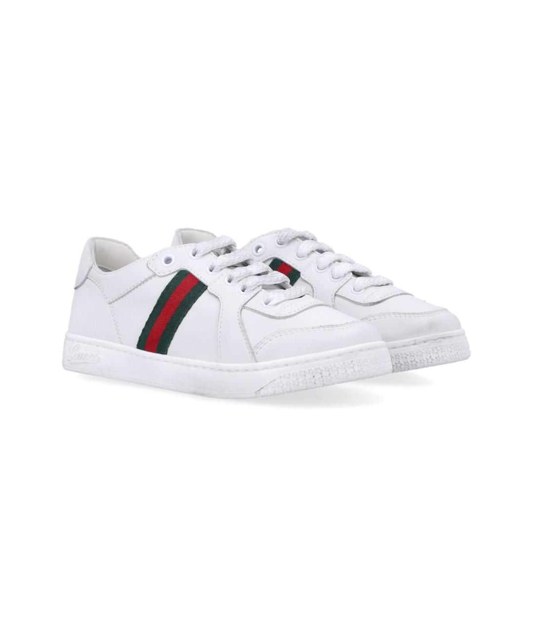 GUCCI Белые кожаные кеды, фото 3
