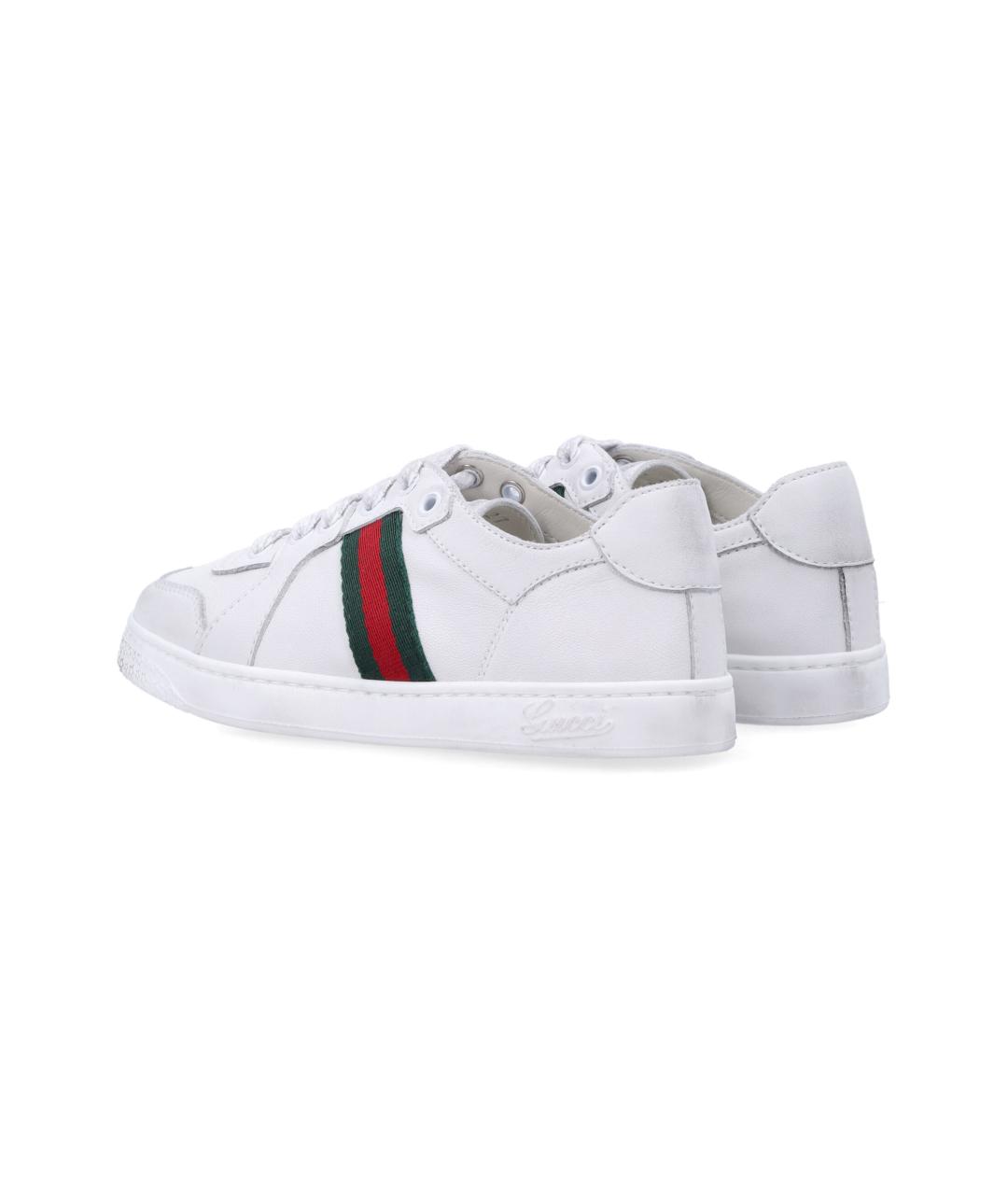 GUCCI Белые кожаные кеды, фото 4