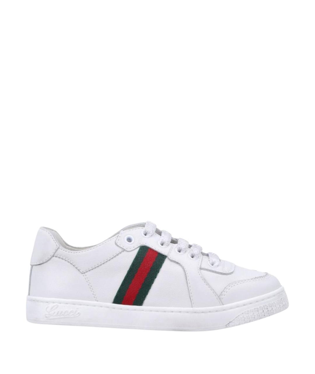 GUCCI Белые кожаные кеды, фото 1