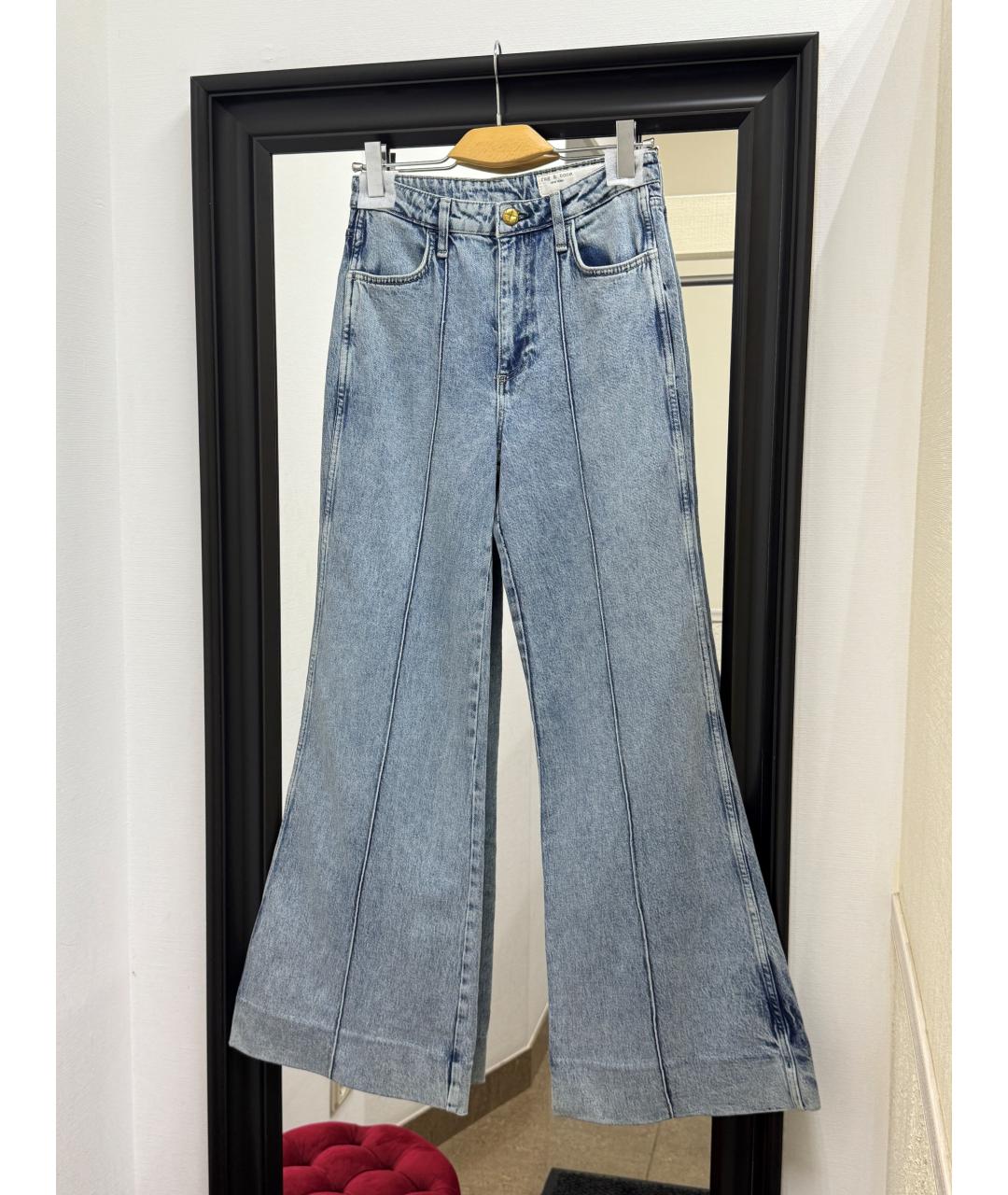 RAG & BONE Голубые хлопко-эластановые джинсы клеш, фото 2