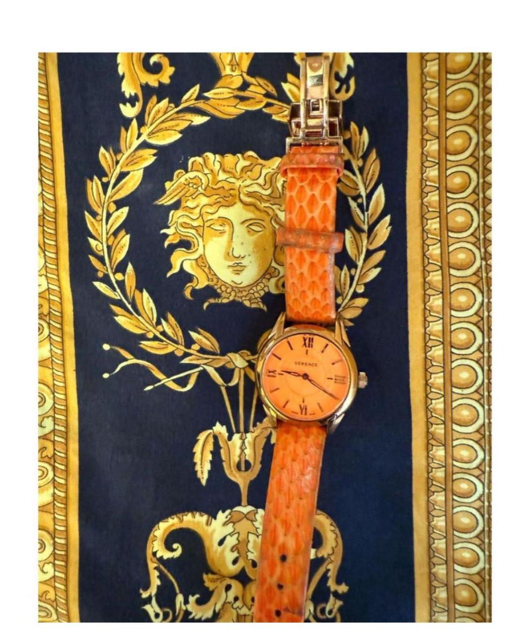 VERSACE Оранжевые стальные часы, фото 4
