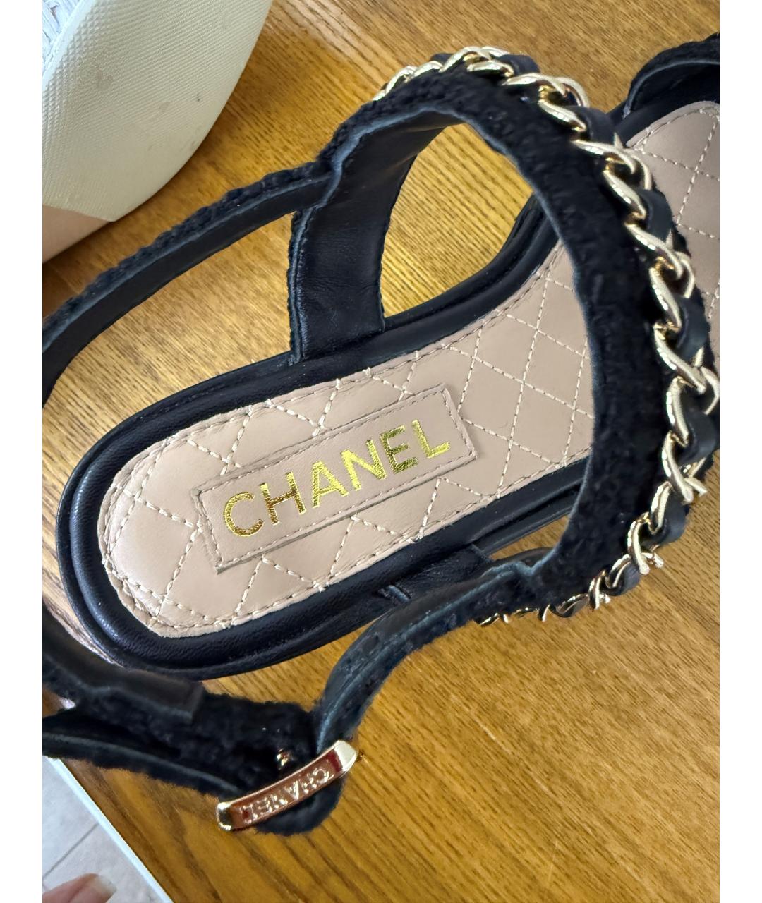 CHANEL Текстильные босоножки, фото 4