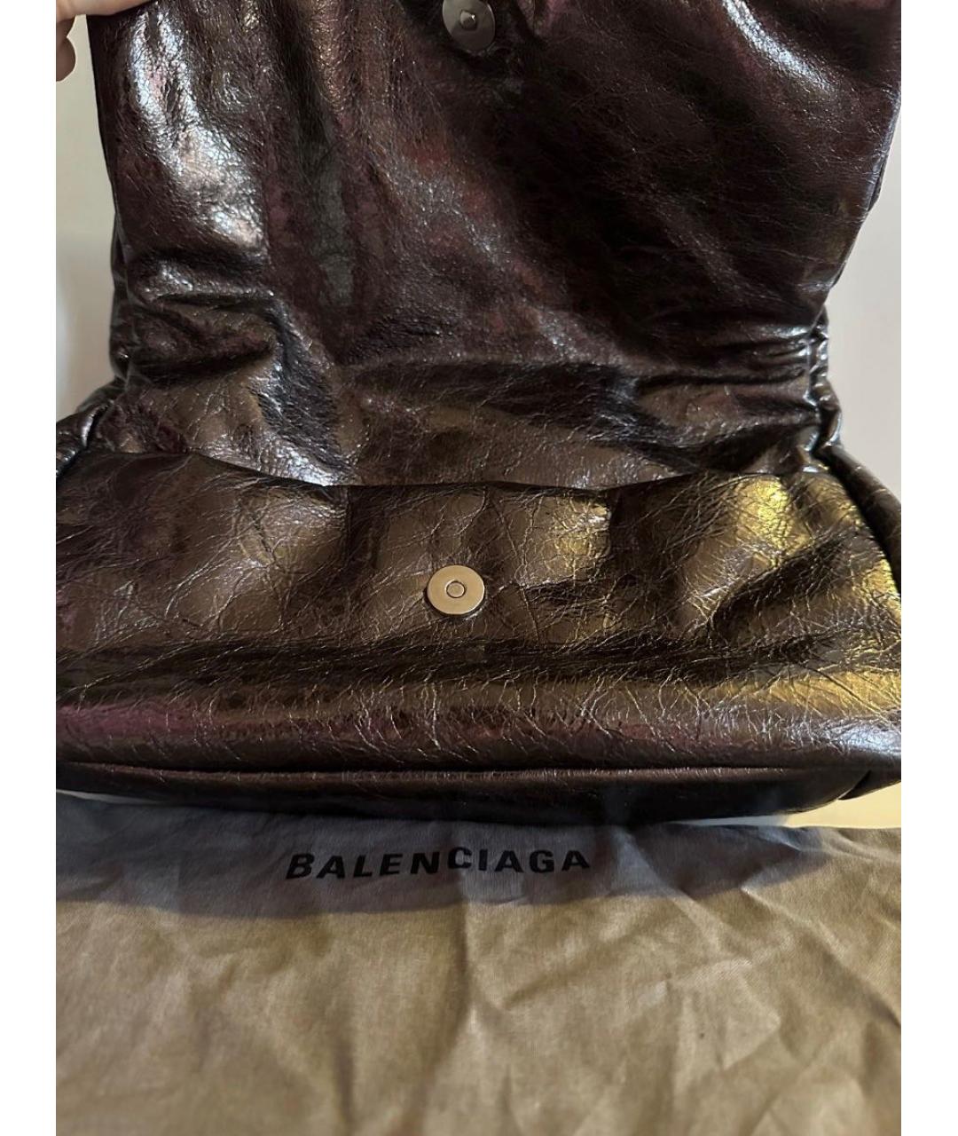 BALENCIAGA Антрацитовая кожаная сумка через плечо, фото 6