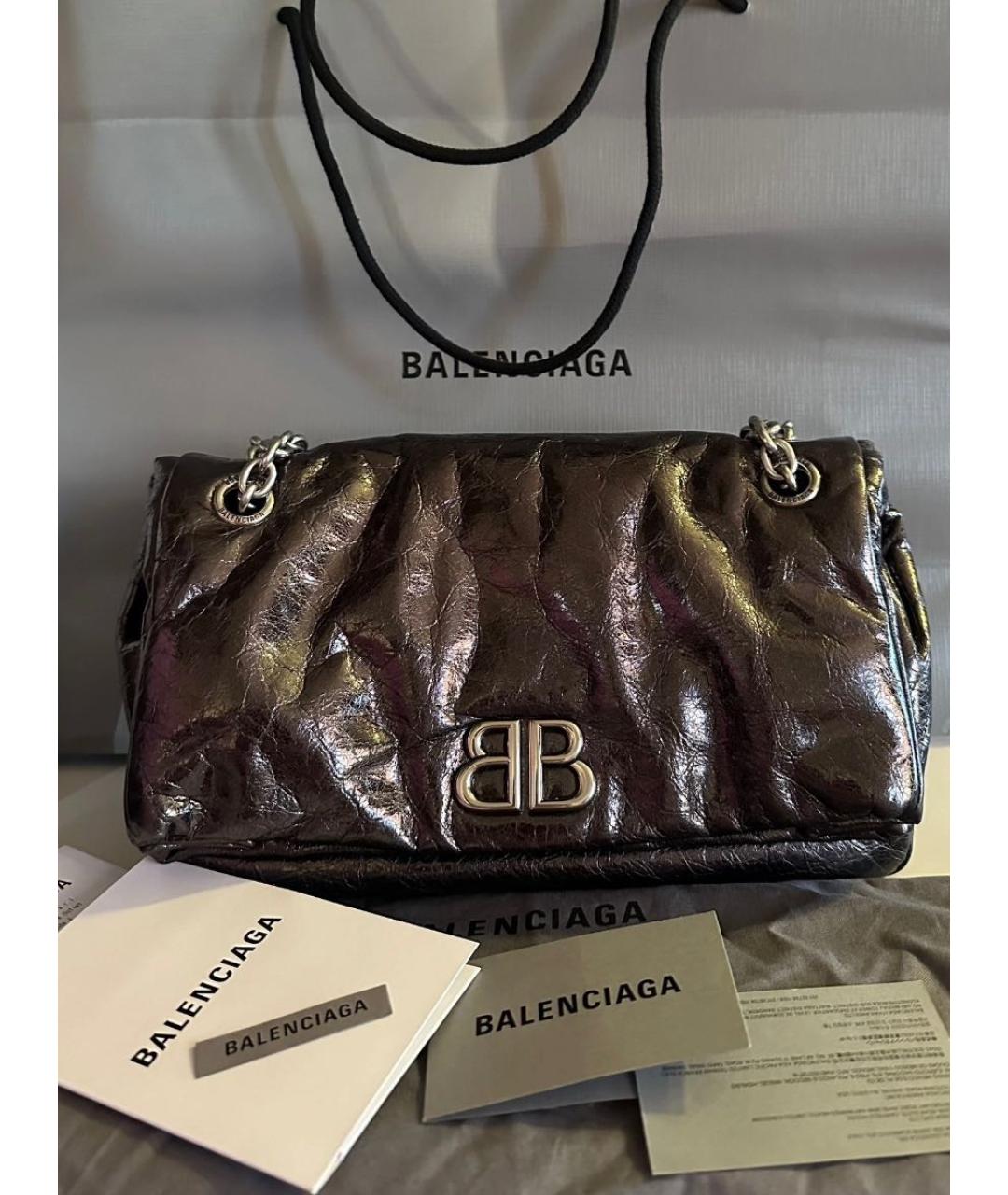 BALENCIAGA Антрацитовая кожаная сумка через плечо, фото 5
