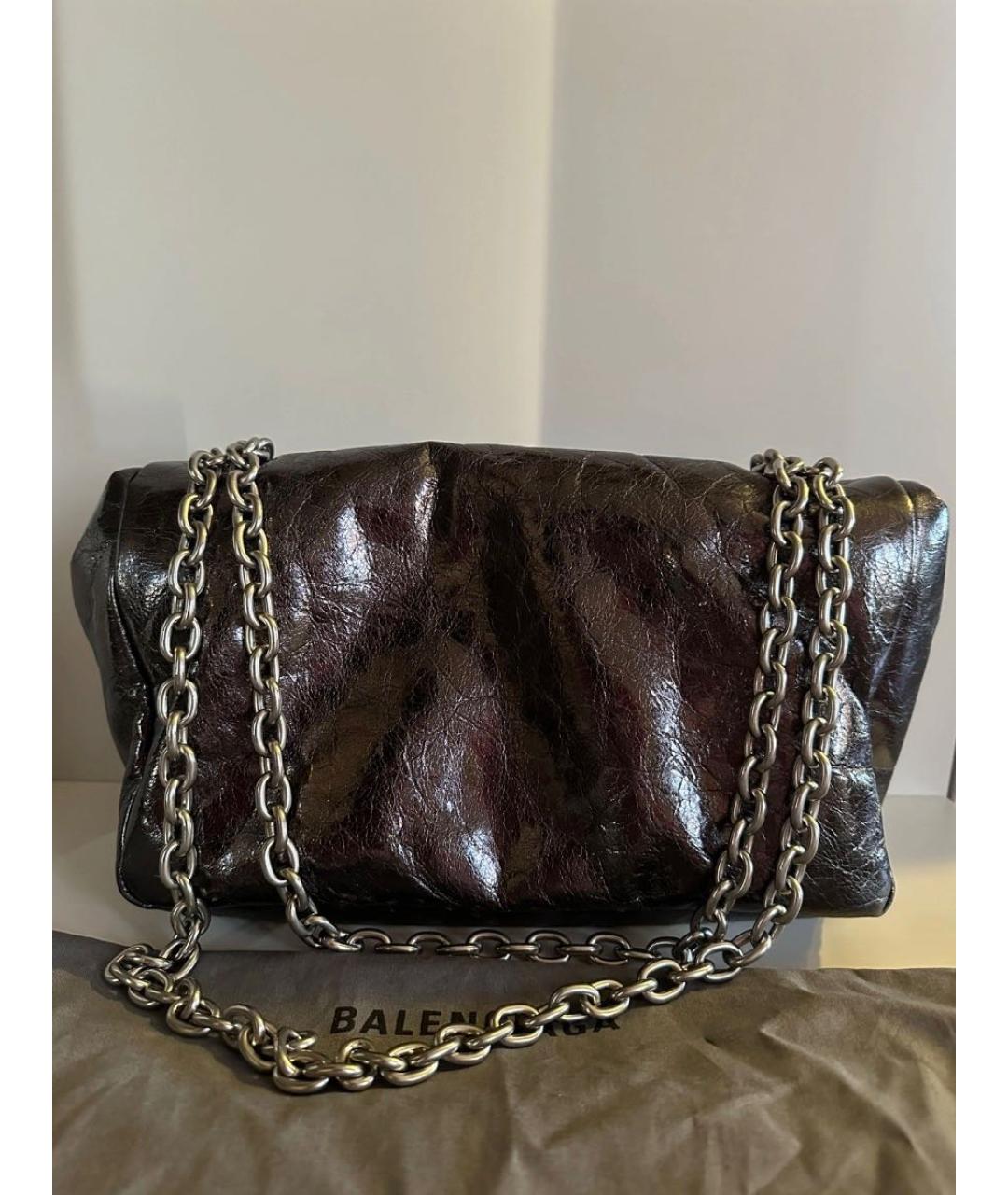 BALENCIAGA Антрацитовая кожаная сумка через плечо, фото 3