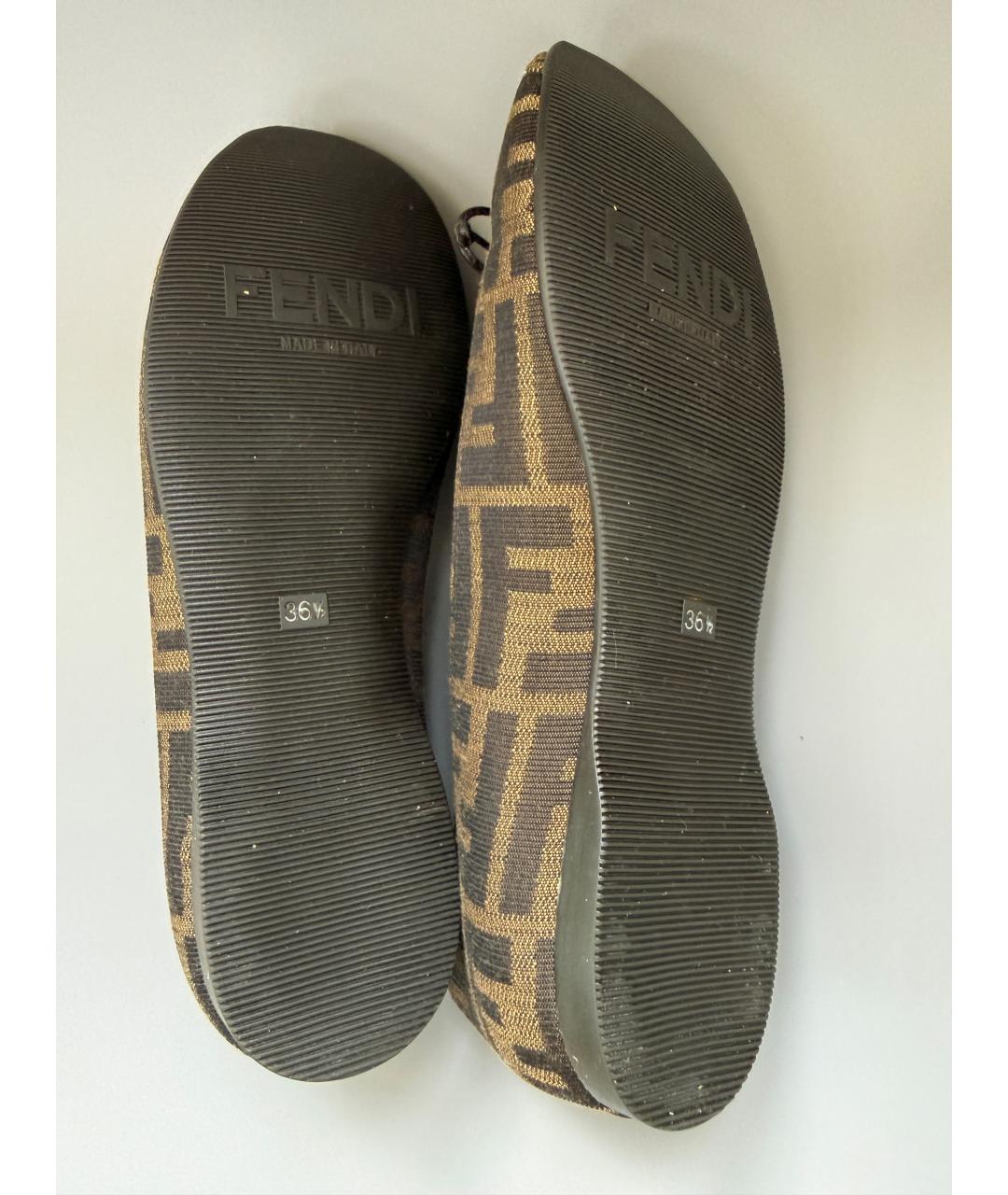 FENDI Коричневые текстильные балетки, фото 6