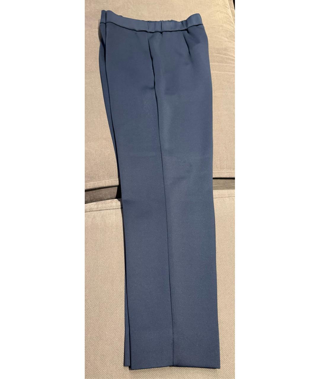 MAX MARA Темно-синие полиэстеровые брюки узкие, фото 5