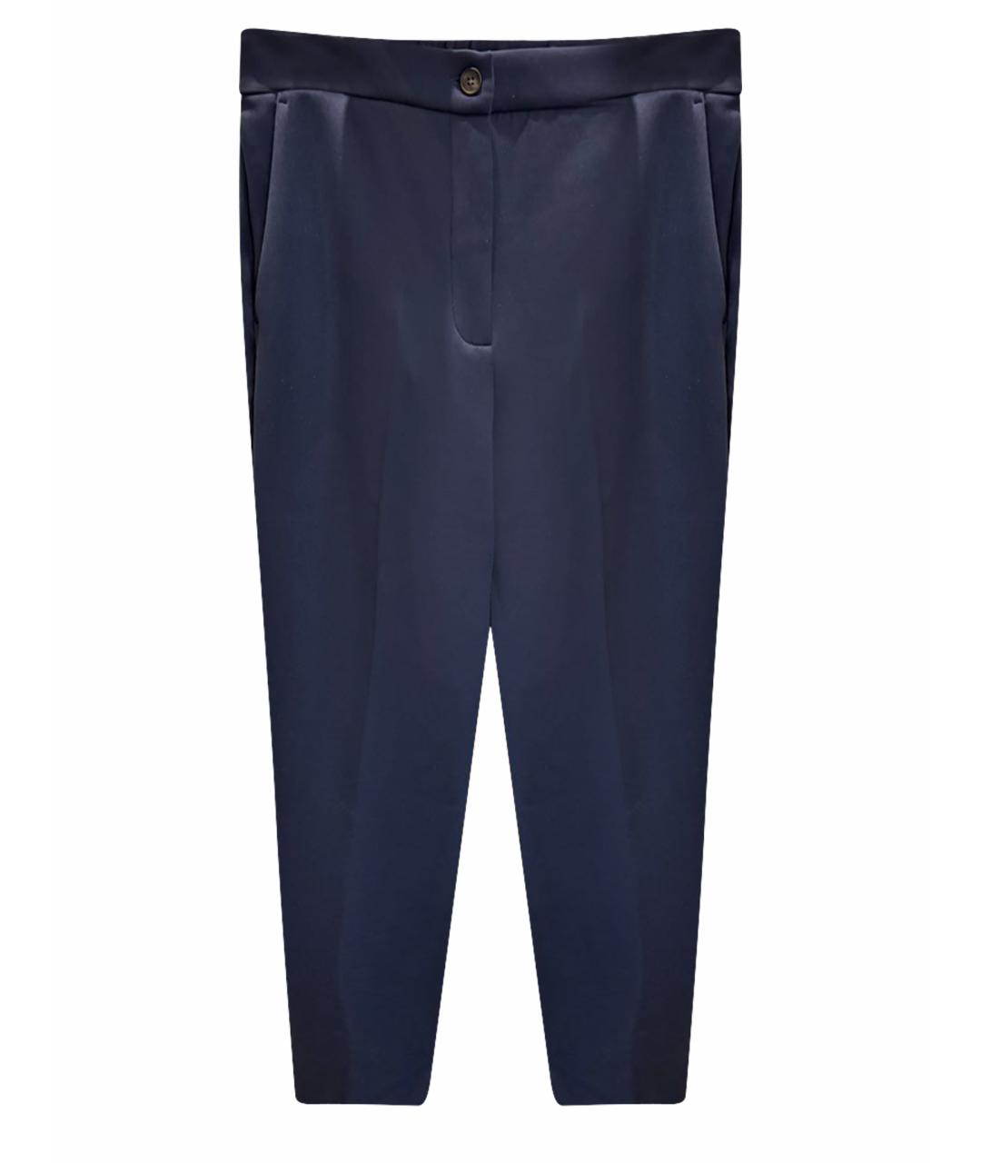 MAX MARA Темно-синие полиэстеровые брюки узкие, фото 1