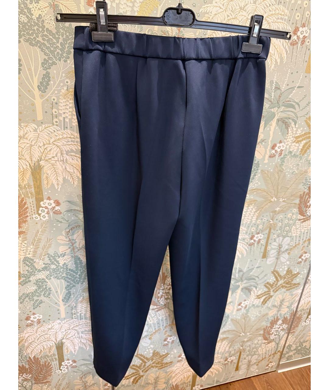MAX MARA Темно-синие полиэстеровые брюки узкие, фото 2
