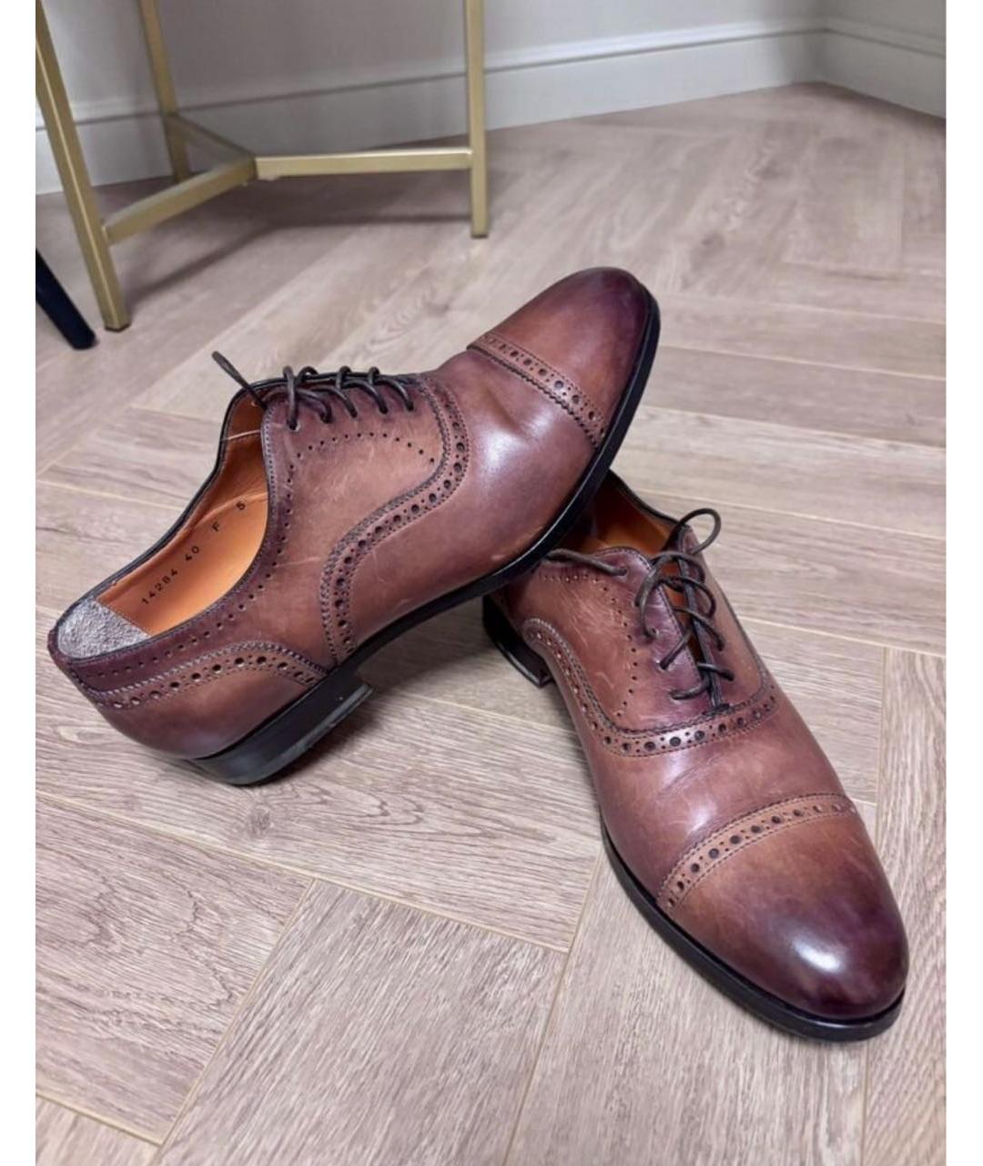 SANTONI Коричневые кожаные туфли, фото 5