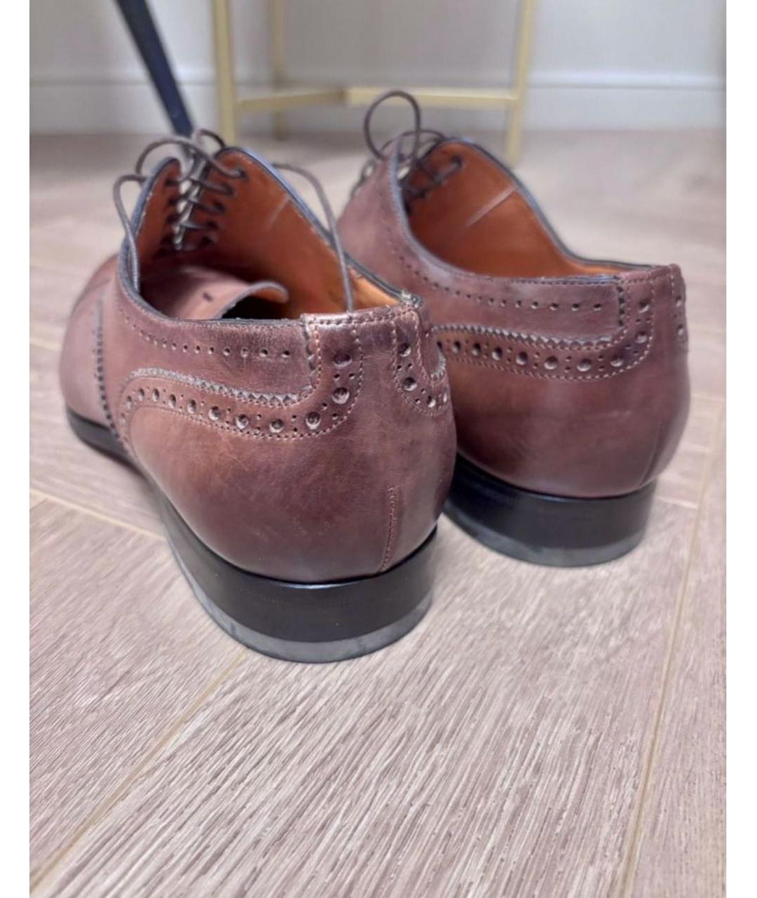 SANTONI Коричневые кожаные туфли, фото 3