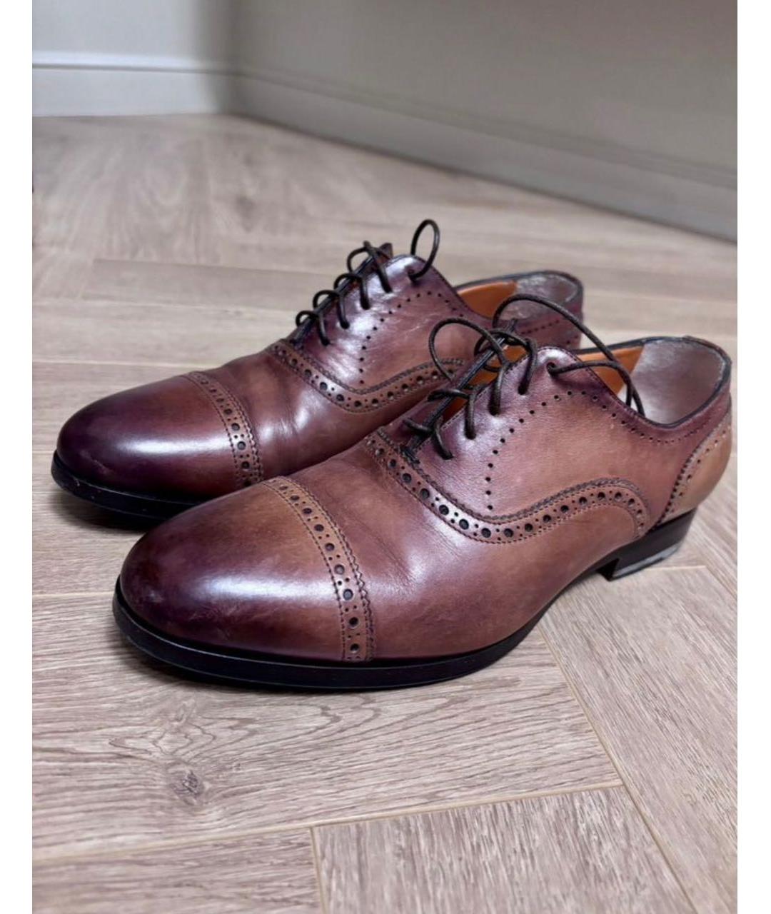 SANTONI Коричневые кожаные туфли, фото 2