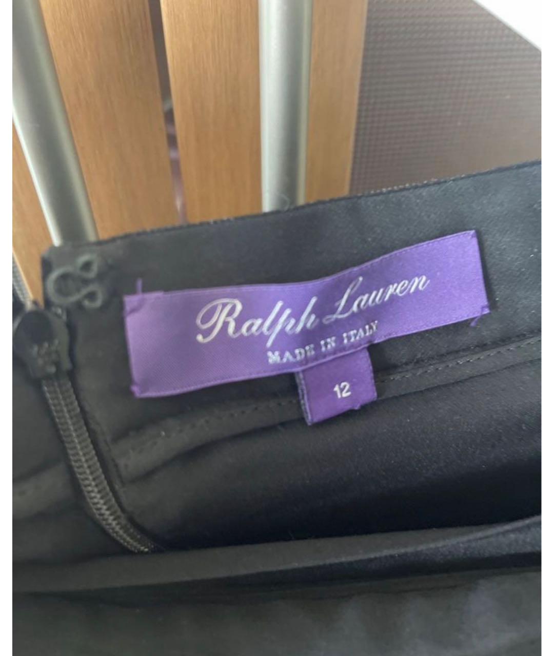 RALPH LAUREN Черная шелковая юбка миди, фото 2