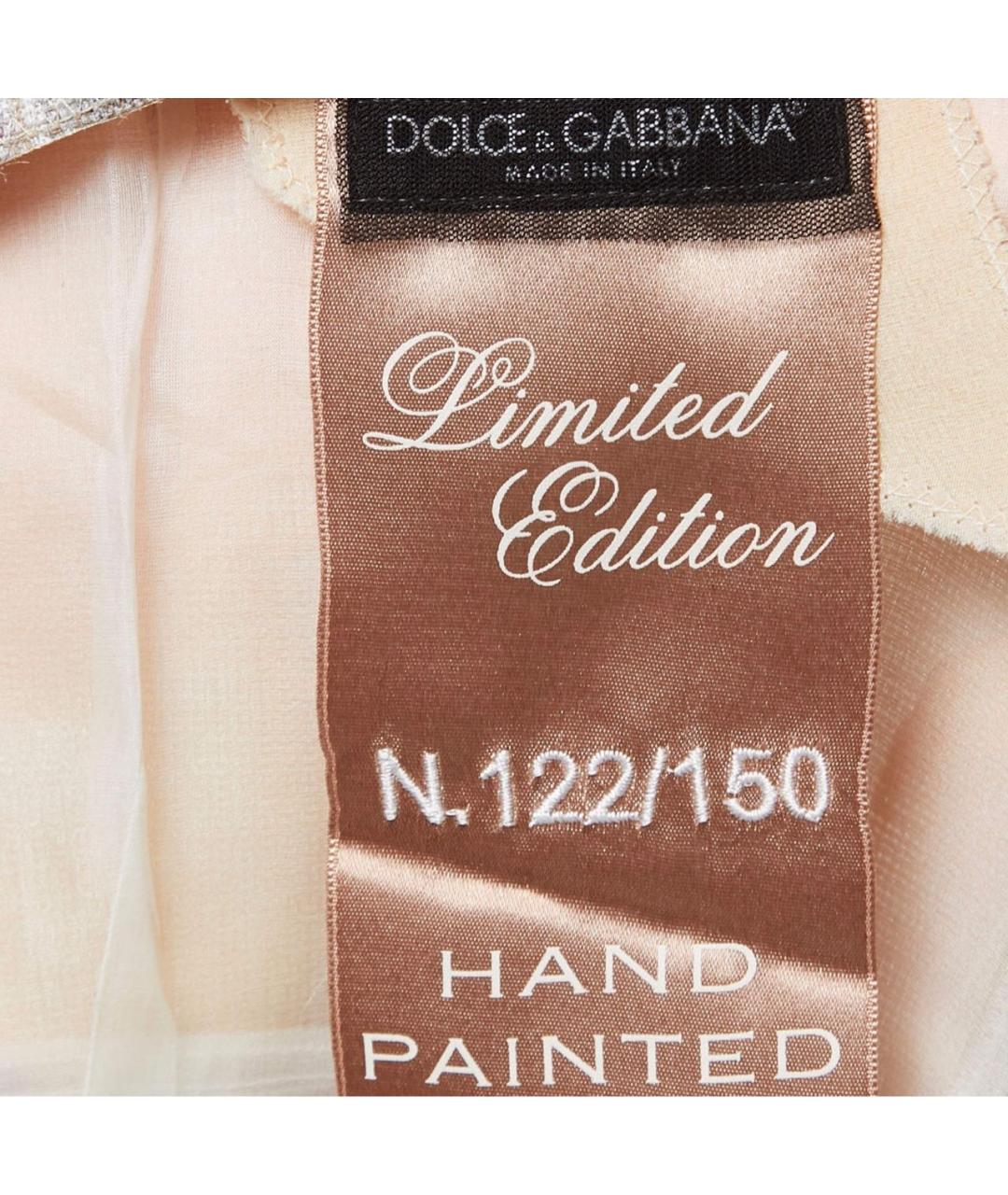 DOLCE&GABBANA Бежевое шелковое повседневное платье, фото 8