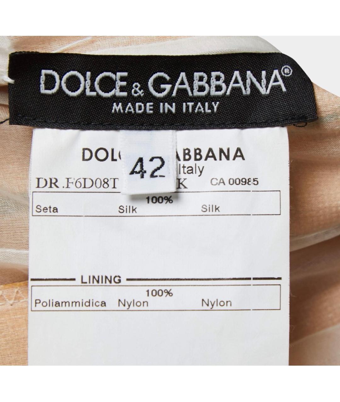 DOLCE&GABBANA Бежевое шелковое повседневное платье, фото 3