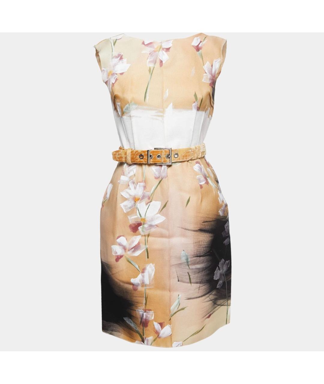 DOLCE&GABBANA Бежевое шелковое повседневное платье, фото 9