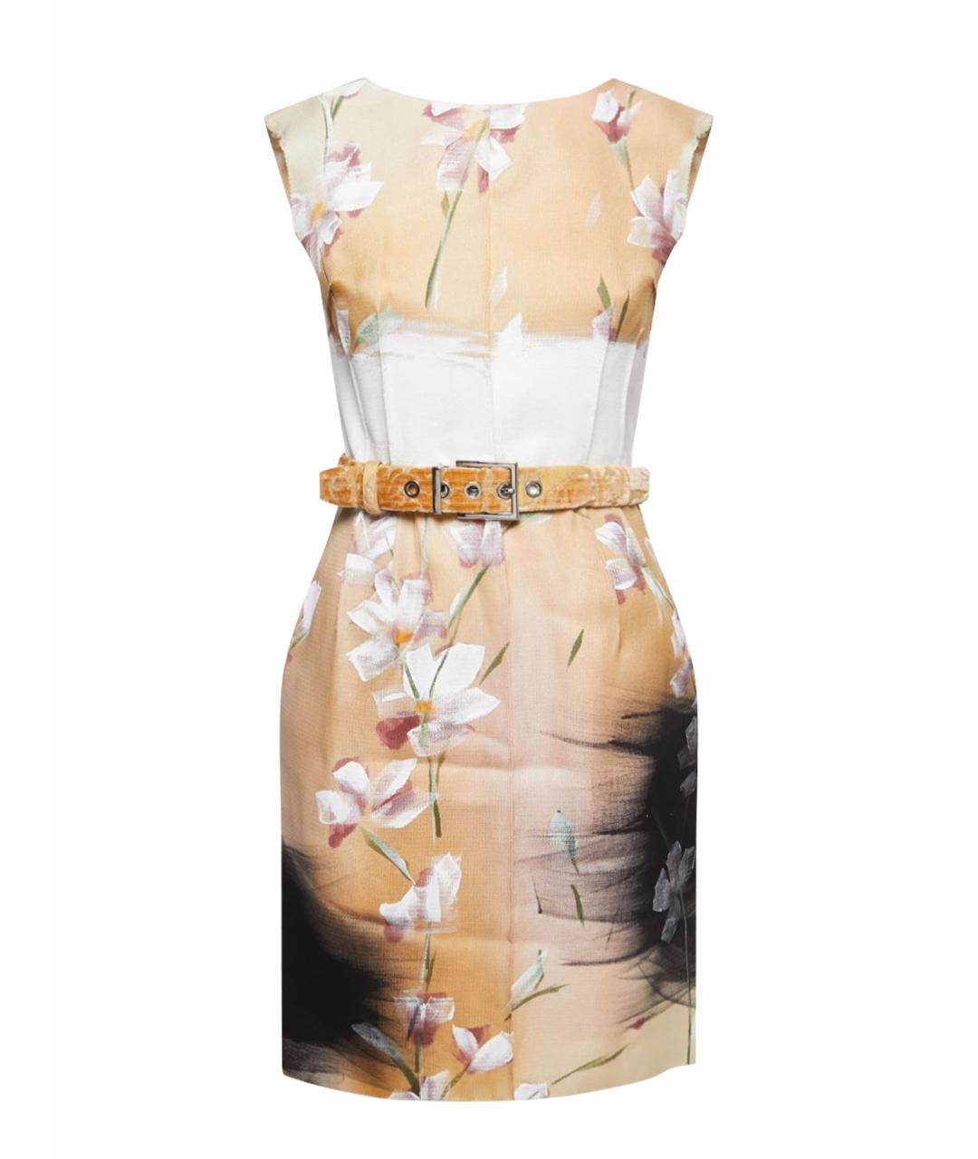 DOLCE&GABBANA Бежевое шелковое повседневное платье, фото 1