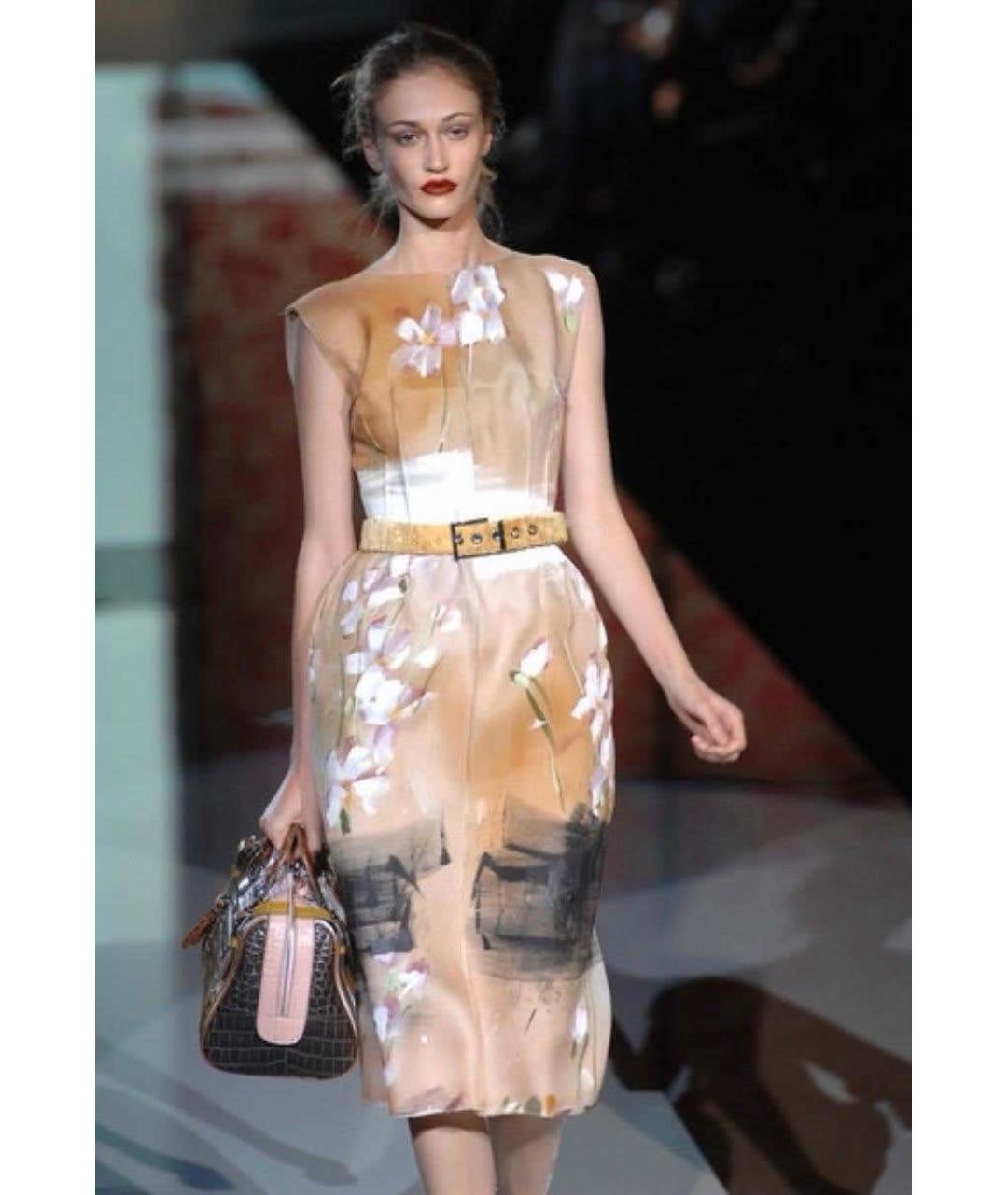 DOLCE&GABBANA Бежевое шелковое повседневное платье, фото 5